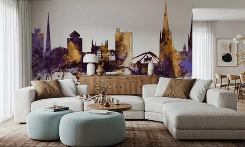 Coventry England Skyline Purple & Gold