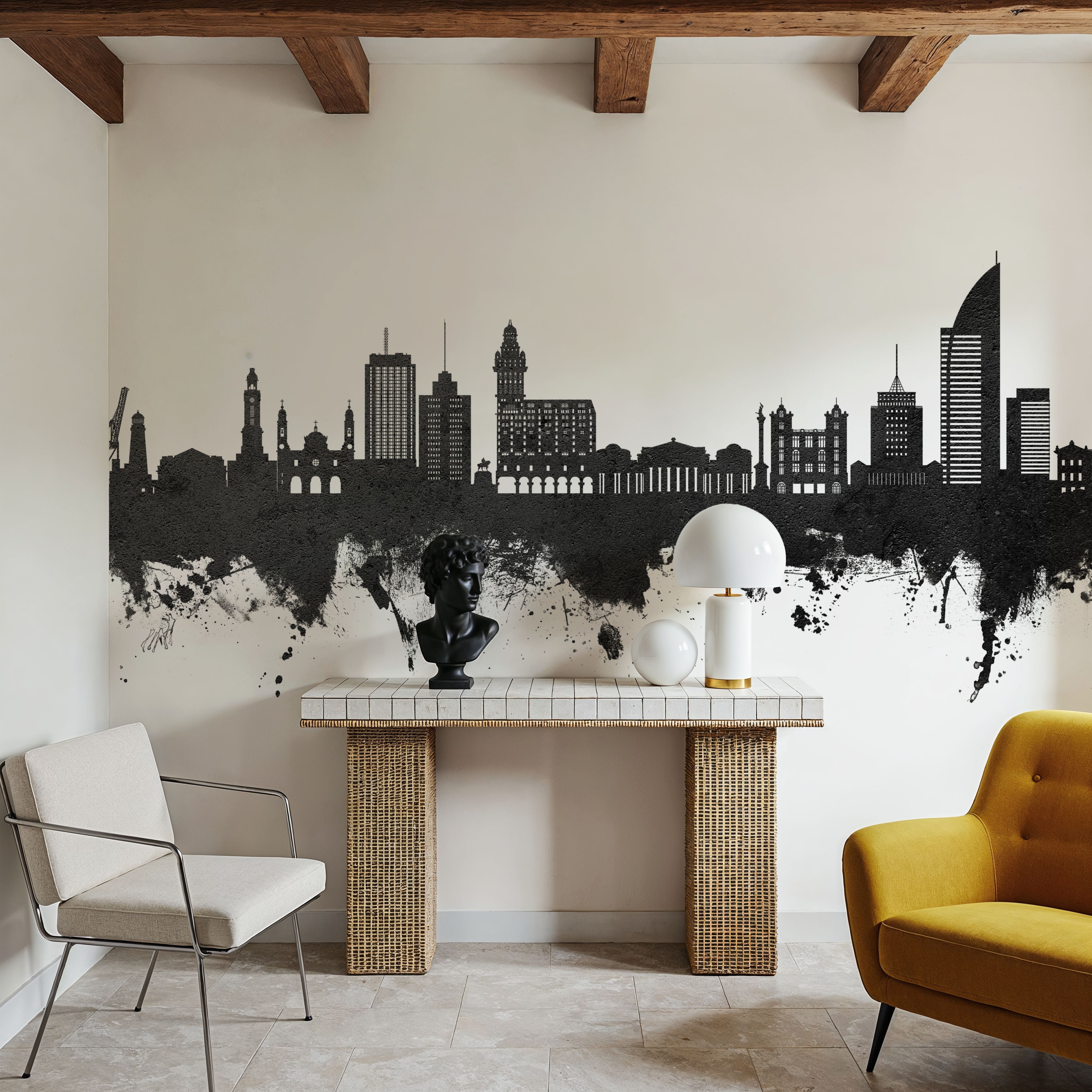 Montevideo Uruguay Skyline Black & White