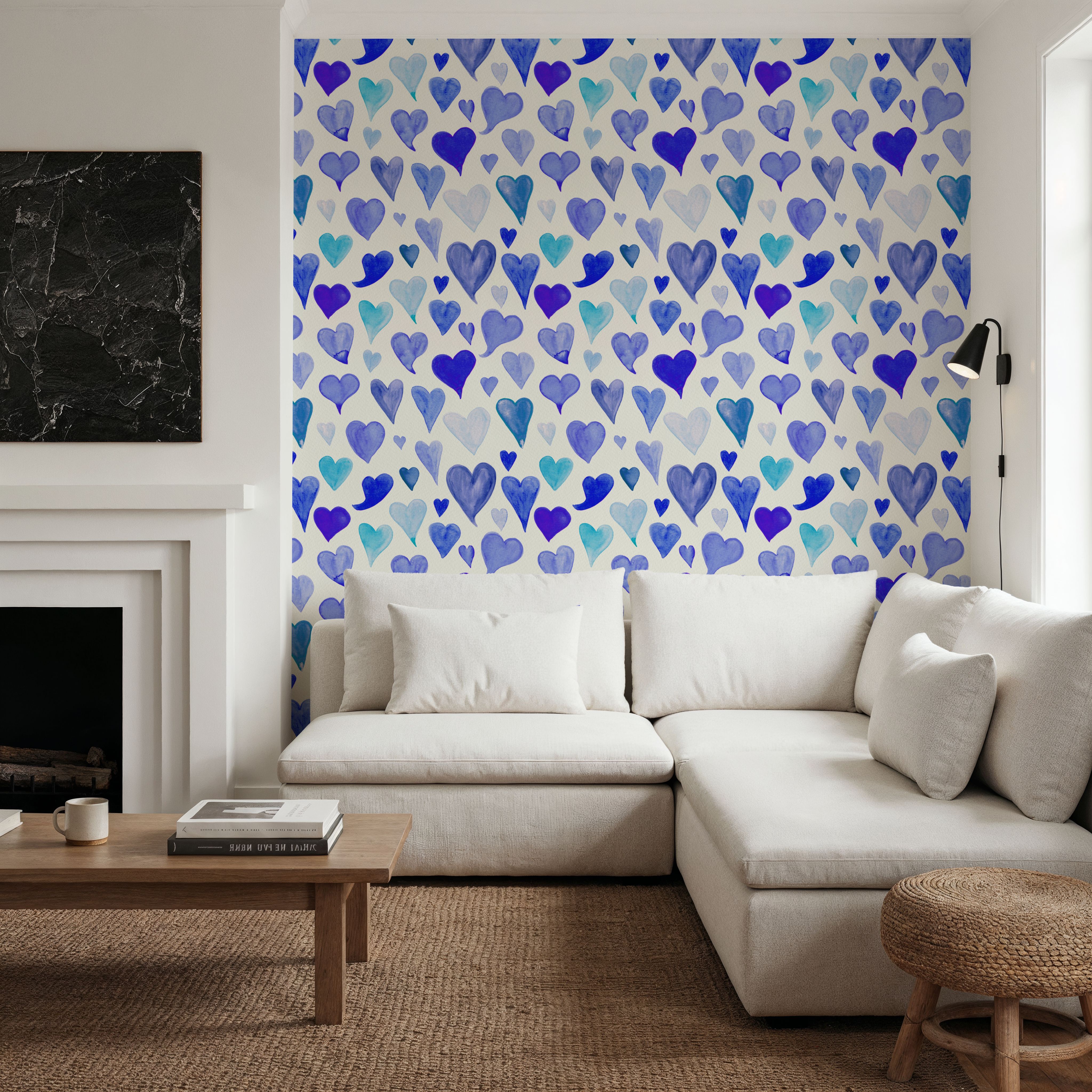 Blue Painted Hearts