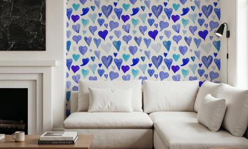 Blue Painted Hearts
