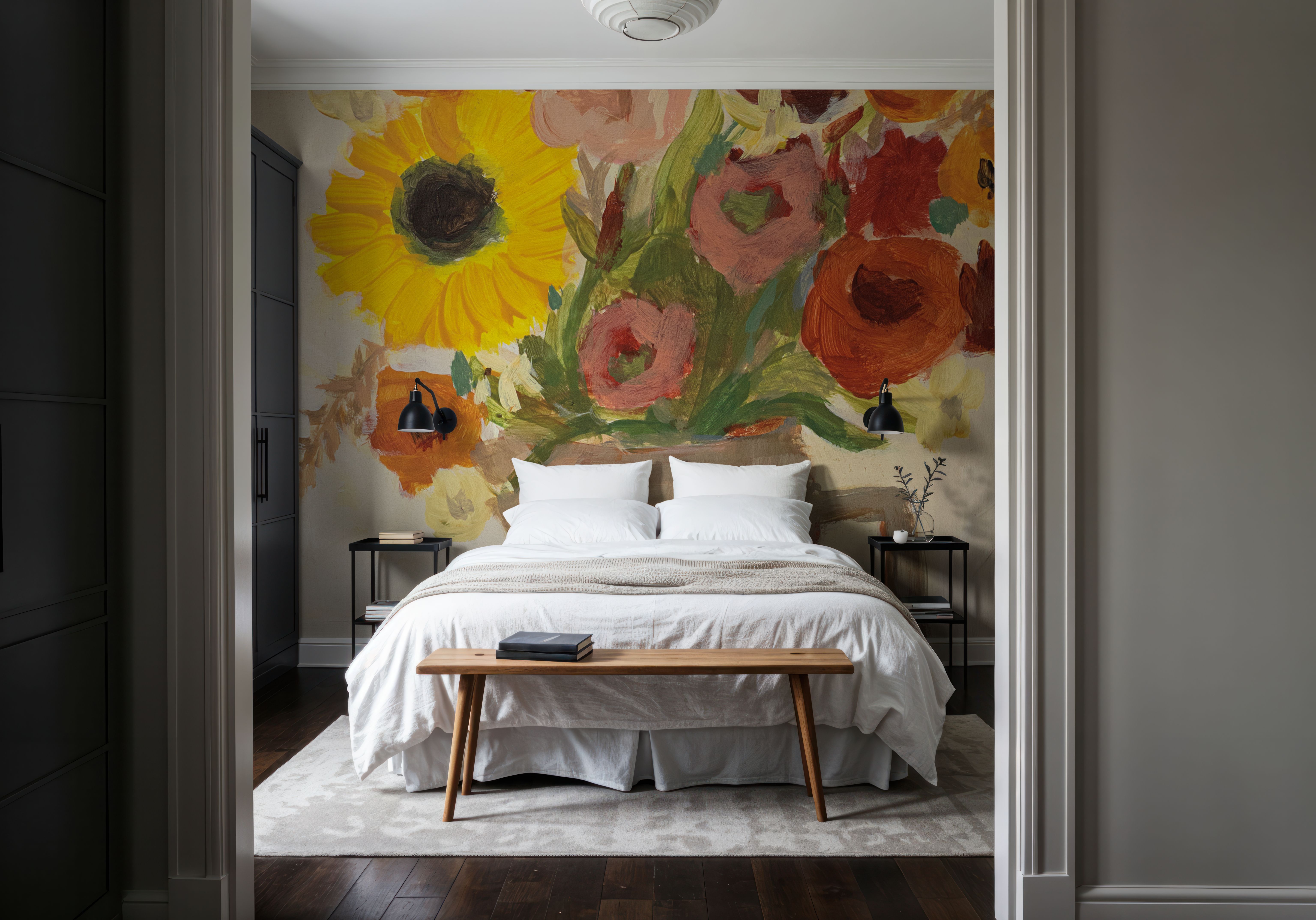 Wall Mural - September Blooms - Contemporary mural wallpaper - Hallway staircases - Wallism US - Premium, Textured or Peel & Stick
