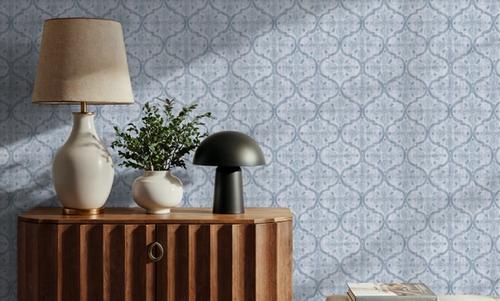 Quatrefoil Watercolor Trellis, Dove
