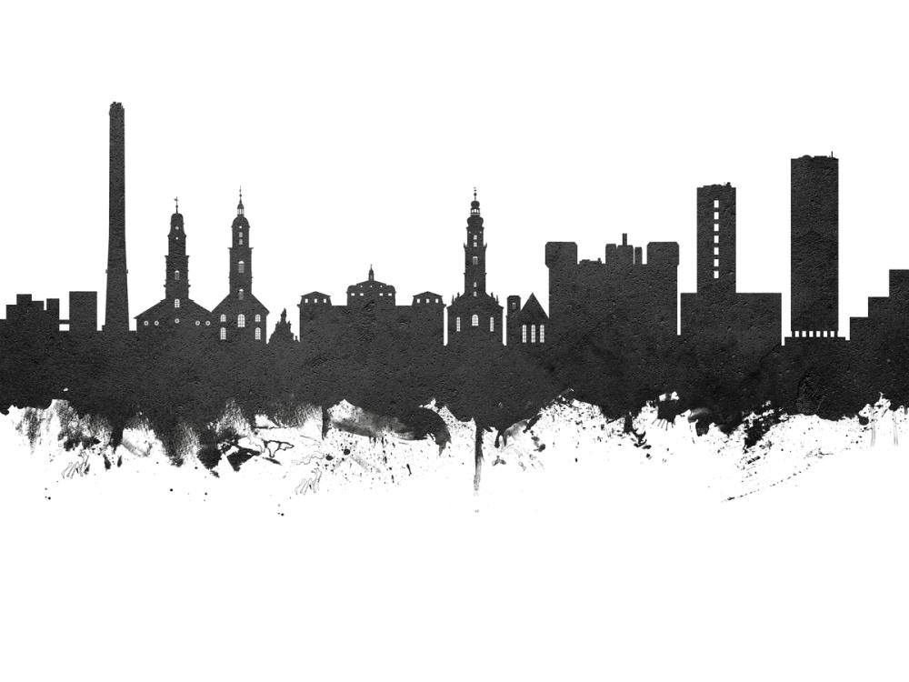 Erlangen Germany Skyline Black & White