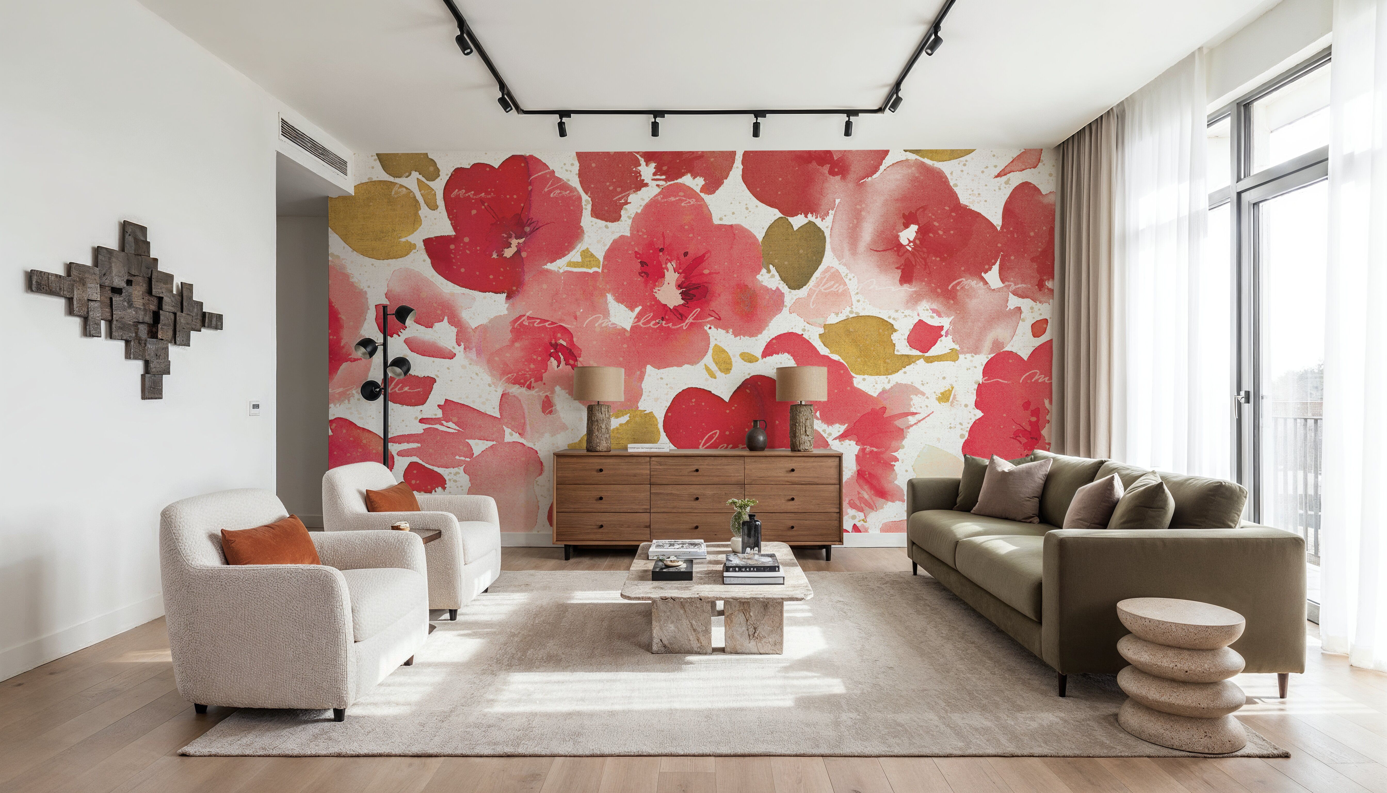 Floral Flow I Red Gold