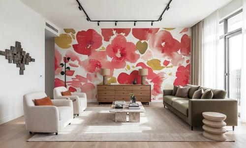 Floral Flow I Red Gold