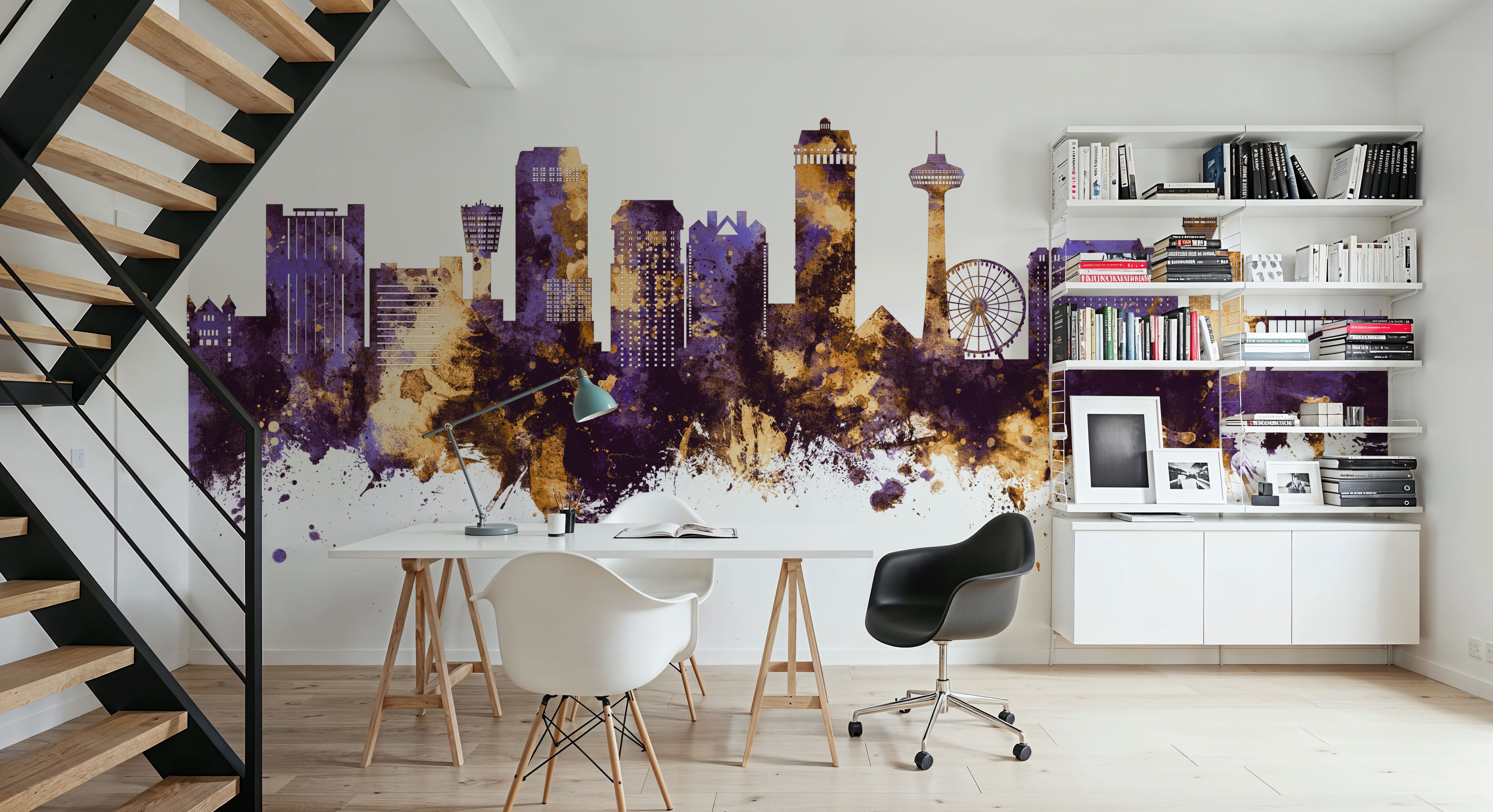 Niagara Falls Skyline Purple & Gold, Wallpaper