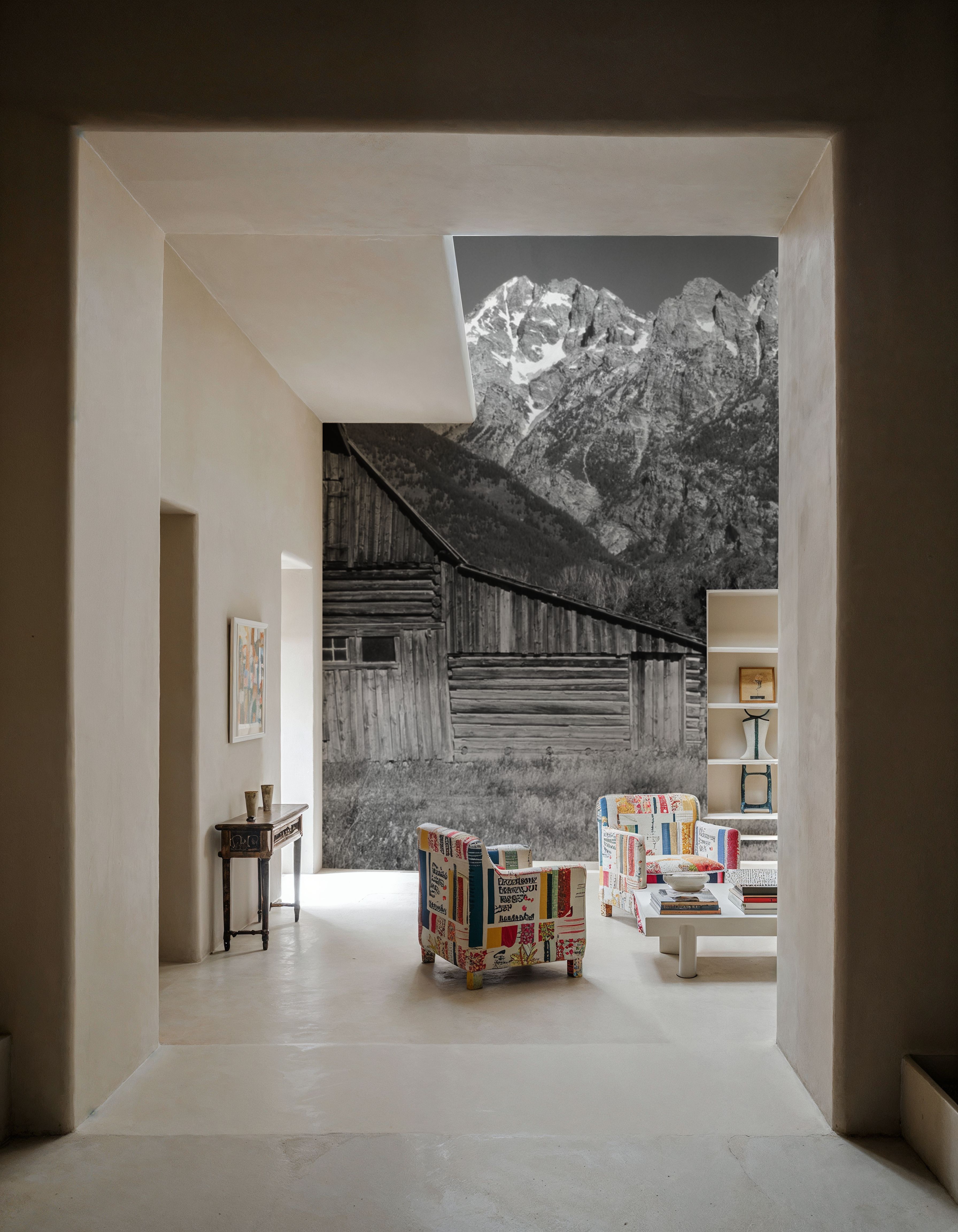 Mountain Homestead Black & White