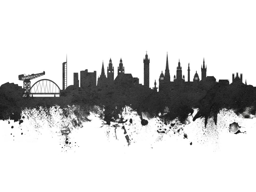 Glasgow Scotland Skyline Black & White