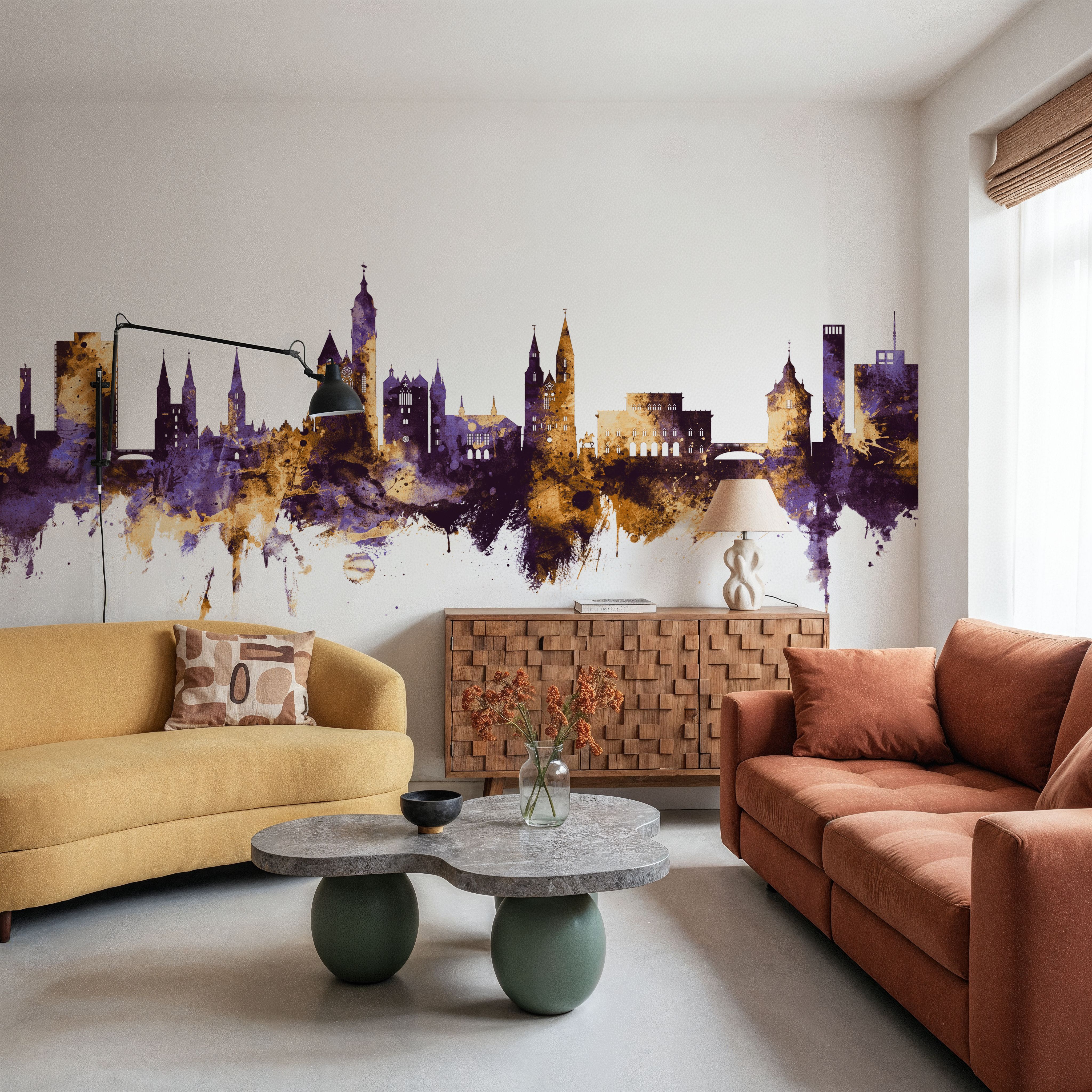 Braunschweig Germany Skyline Purple & Gold