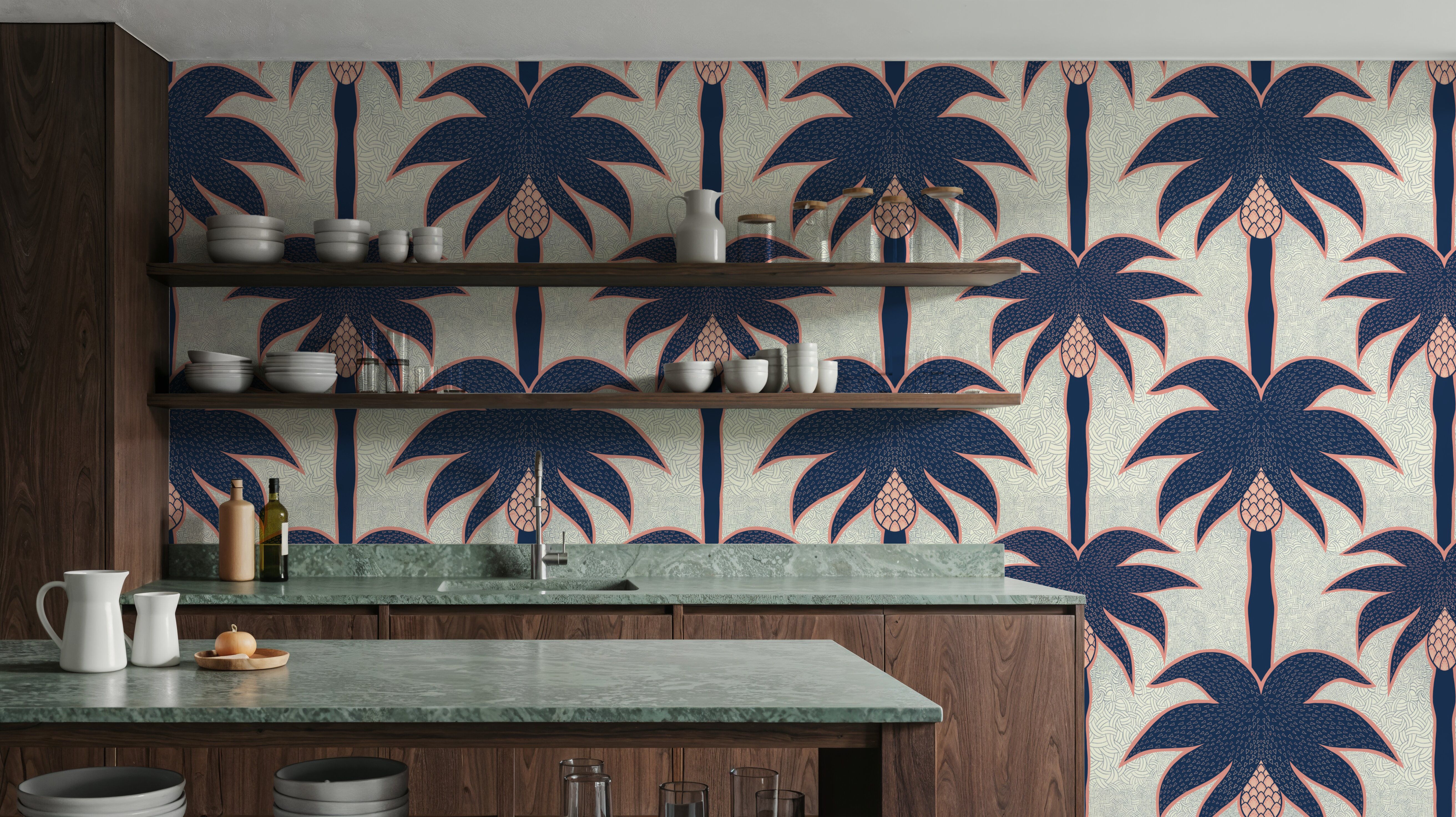 Graphic Palms, Navy
