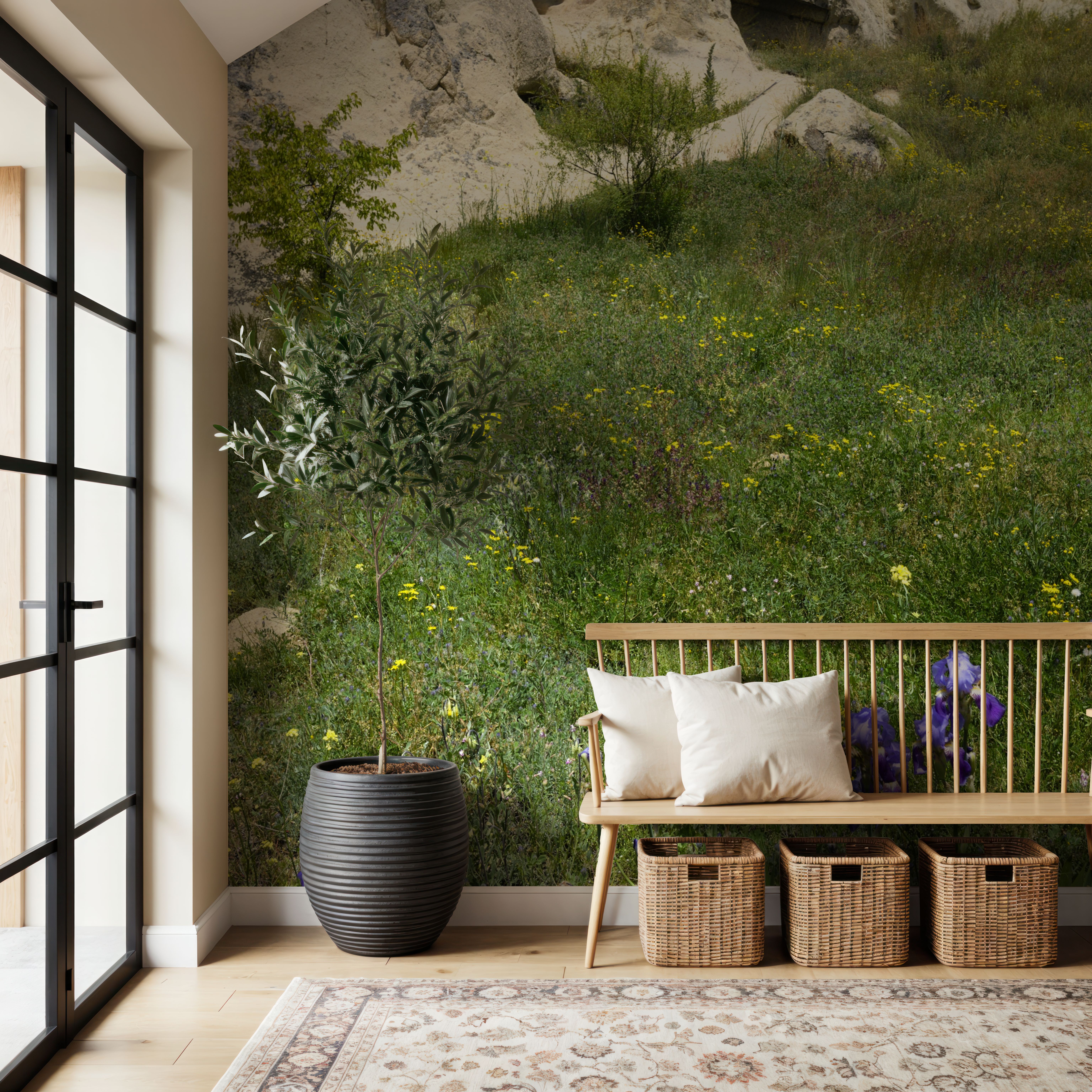 Wall Mural - Wildflower Cavern - Rural Landscapes mural wallpaper - Living room - Wallism US - Premium, Textured or Peel & Stick