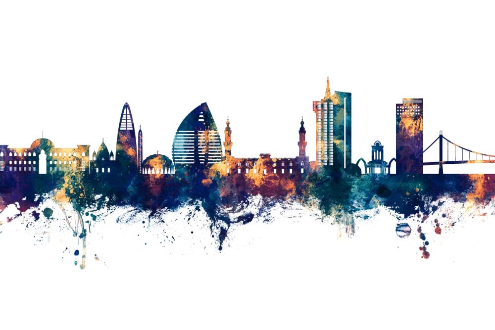 Khartoum Sudan Skyline Blue & Bronze