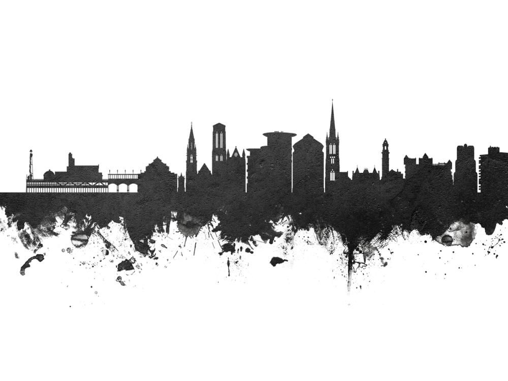 Bournemouth England Skyline Black & White