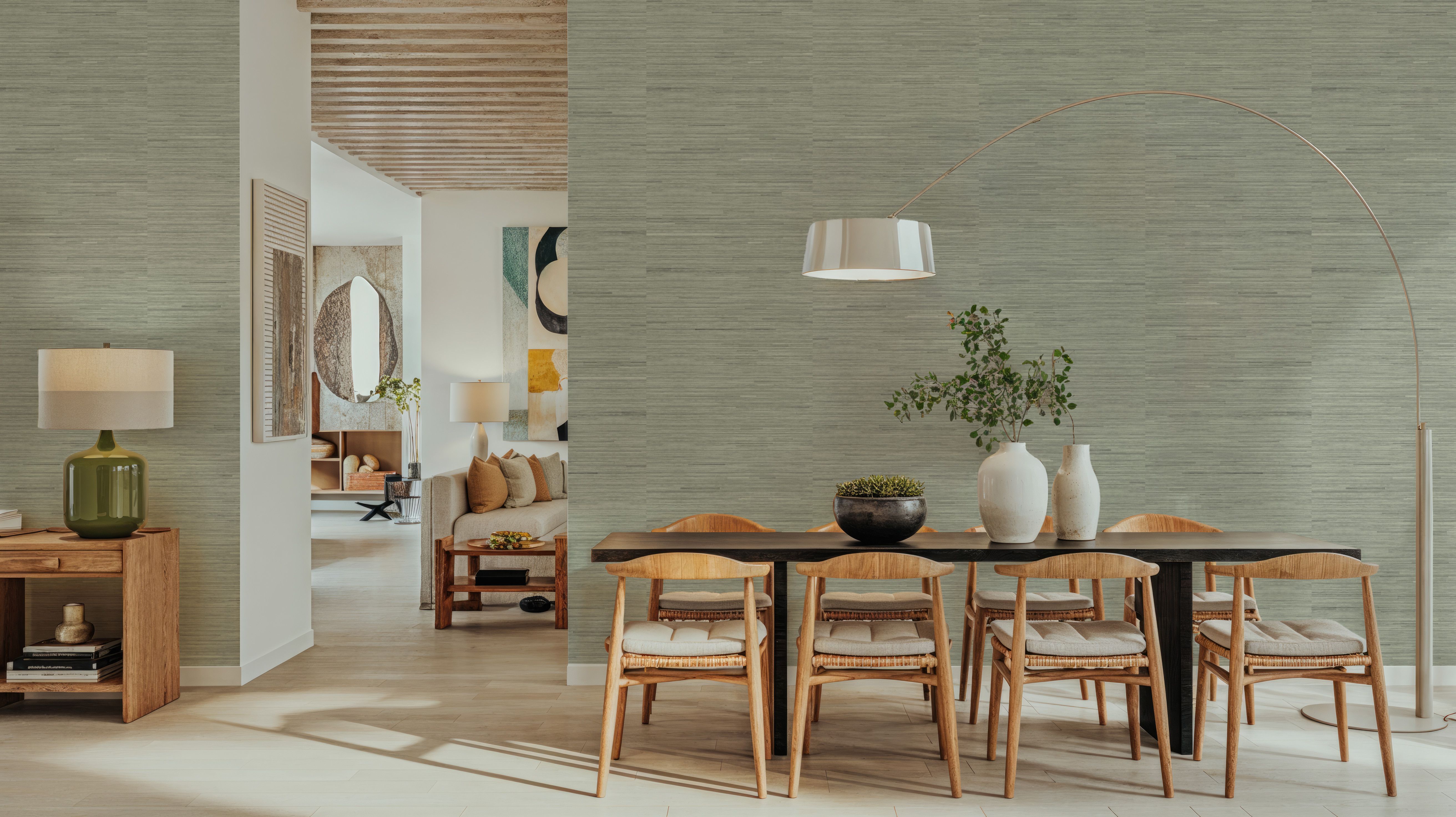 Faux Grasscloth with Visible Seams, Lichen