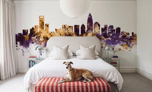 Charlotte North Carolina Skyline Purple & Gold
