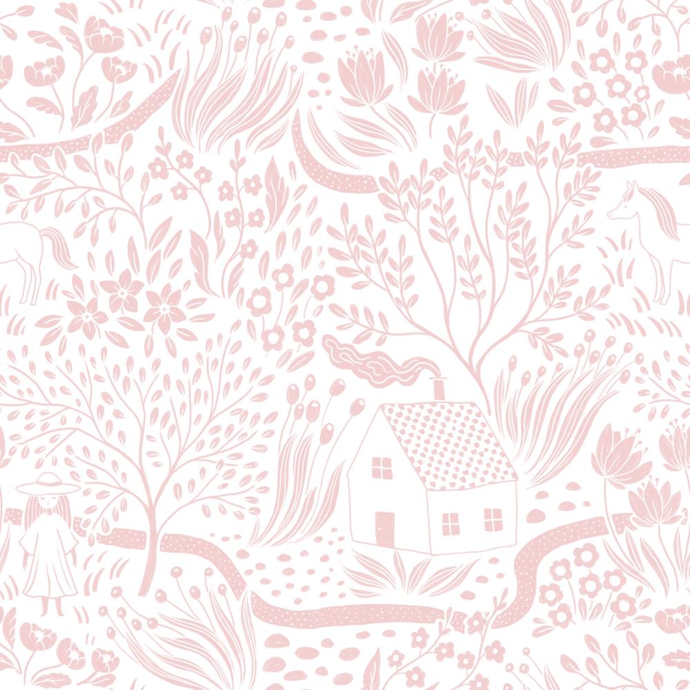 Countryside, Pink on White