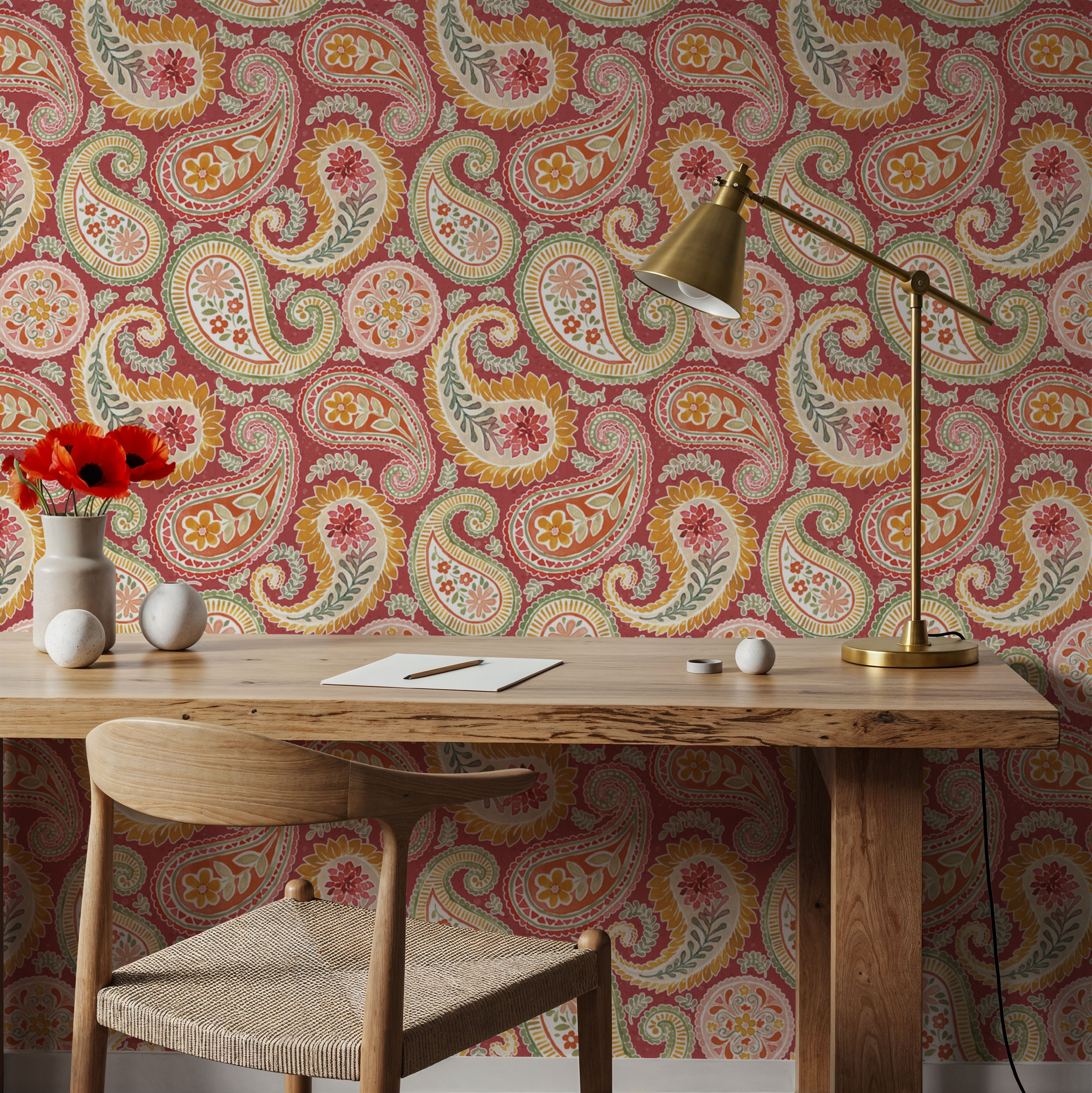 Harvest Paisley Red