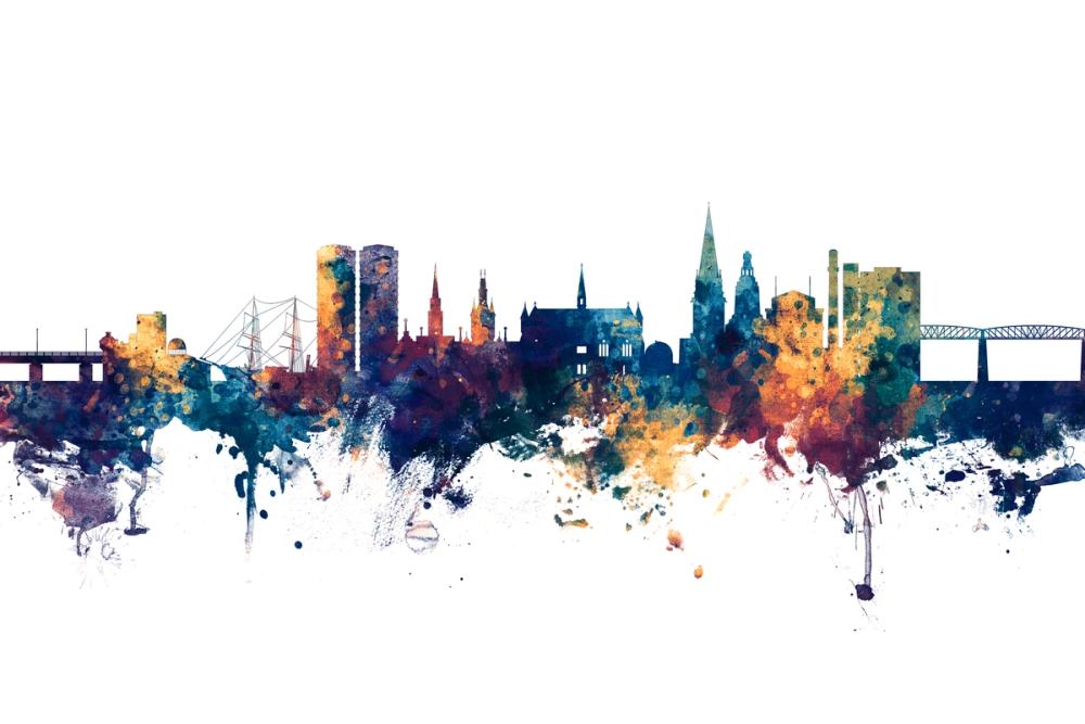 Dundee Scotland Skyline Blue & Bronze