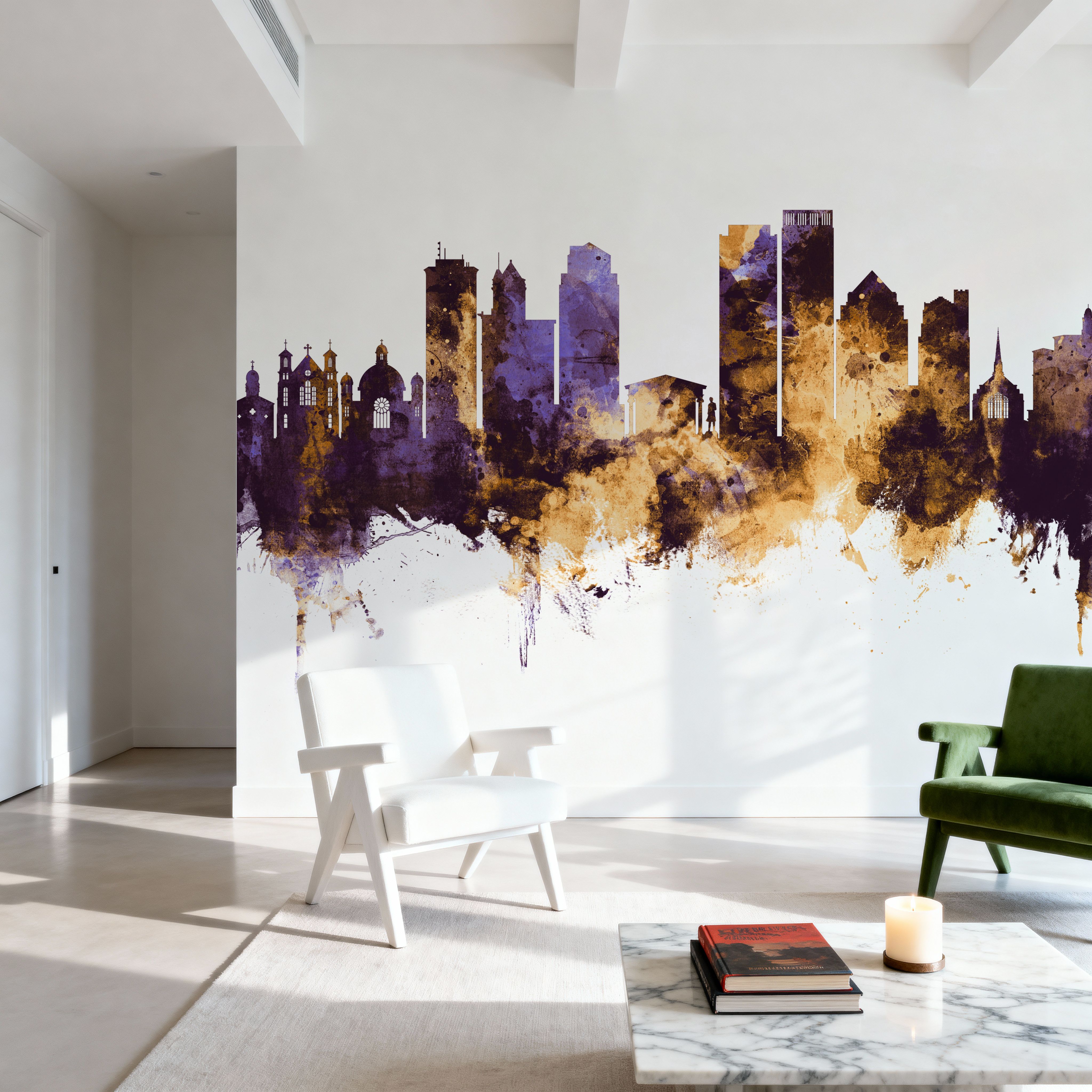 Dayton Ohio skyline Purple & Gold
