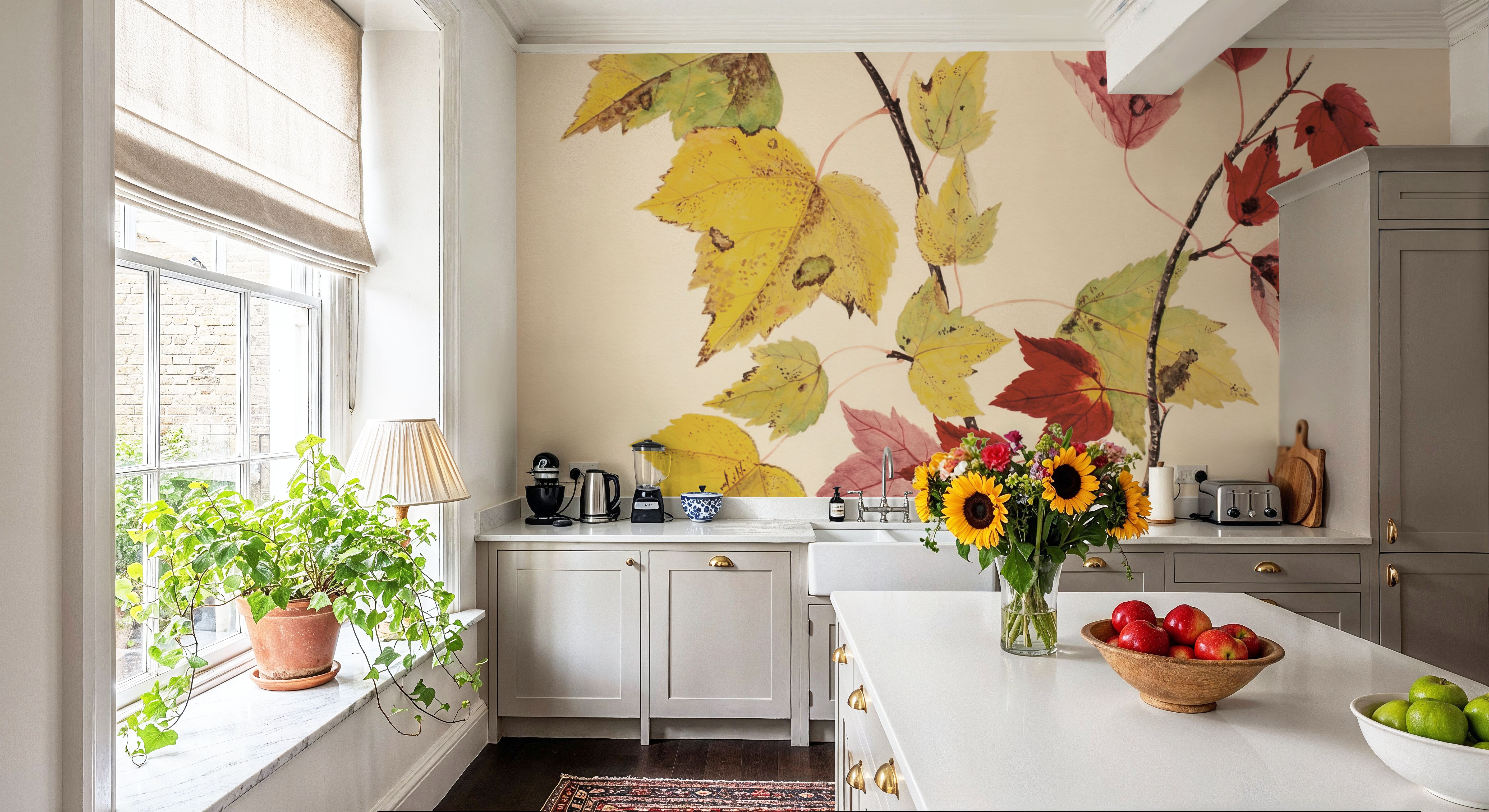 Fall Leaves III Muted, Wallpaper