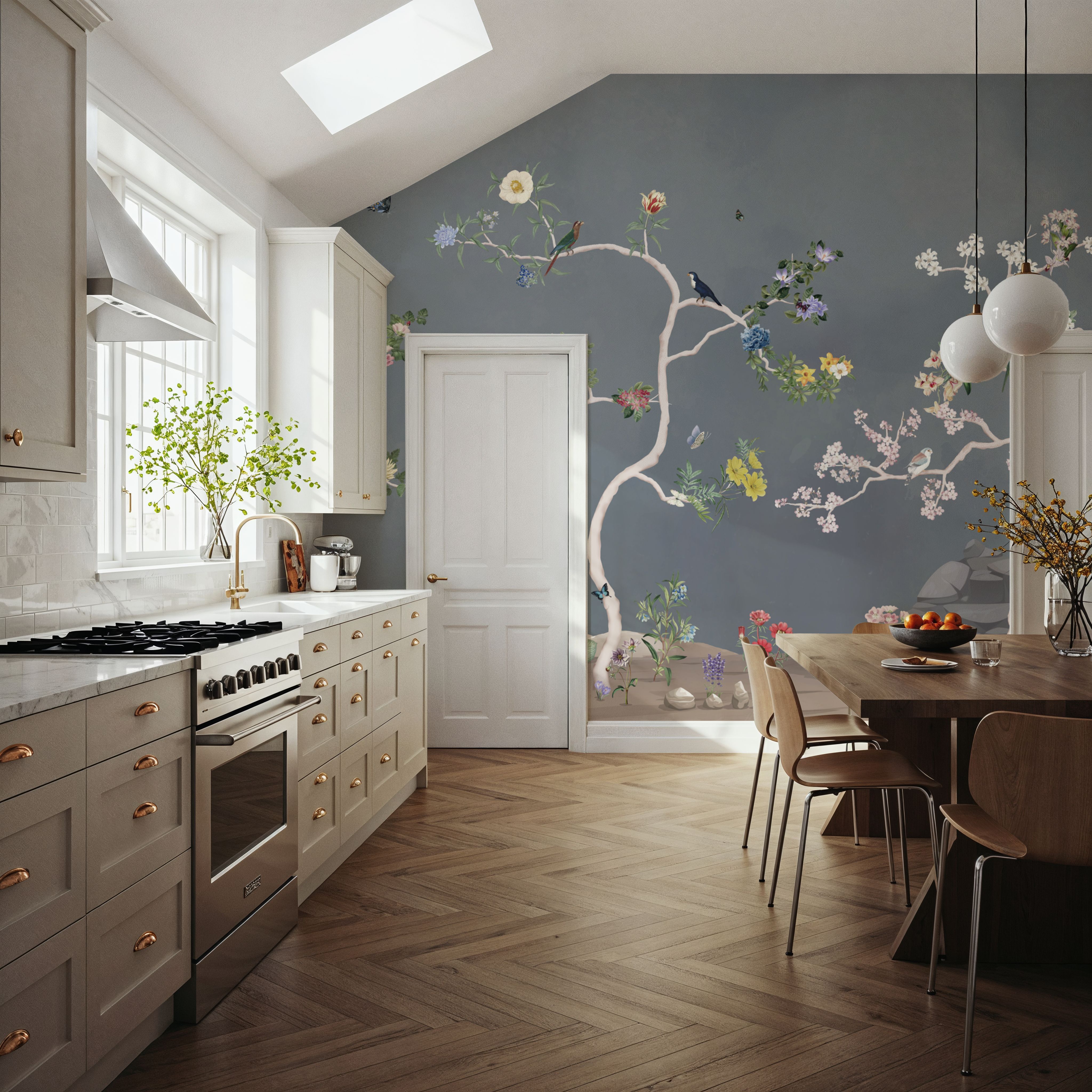 Birds in the Garden Dark Blue