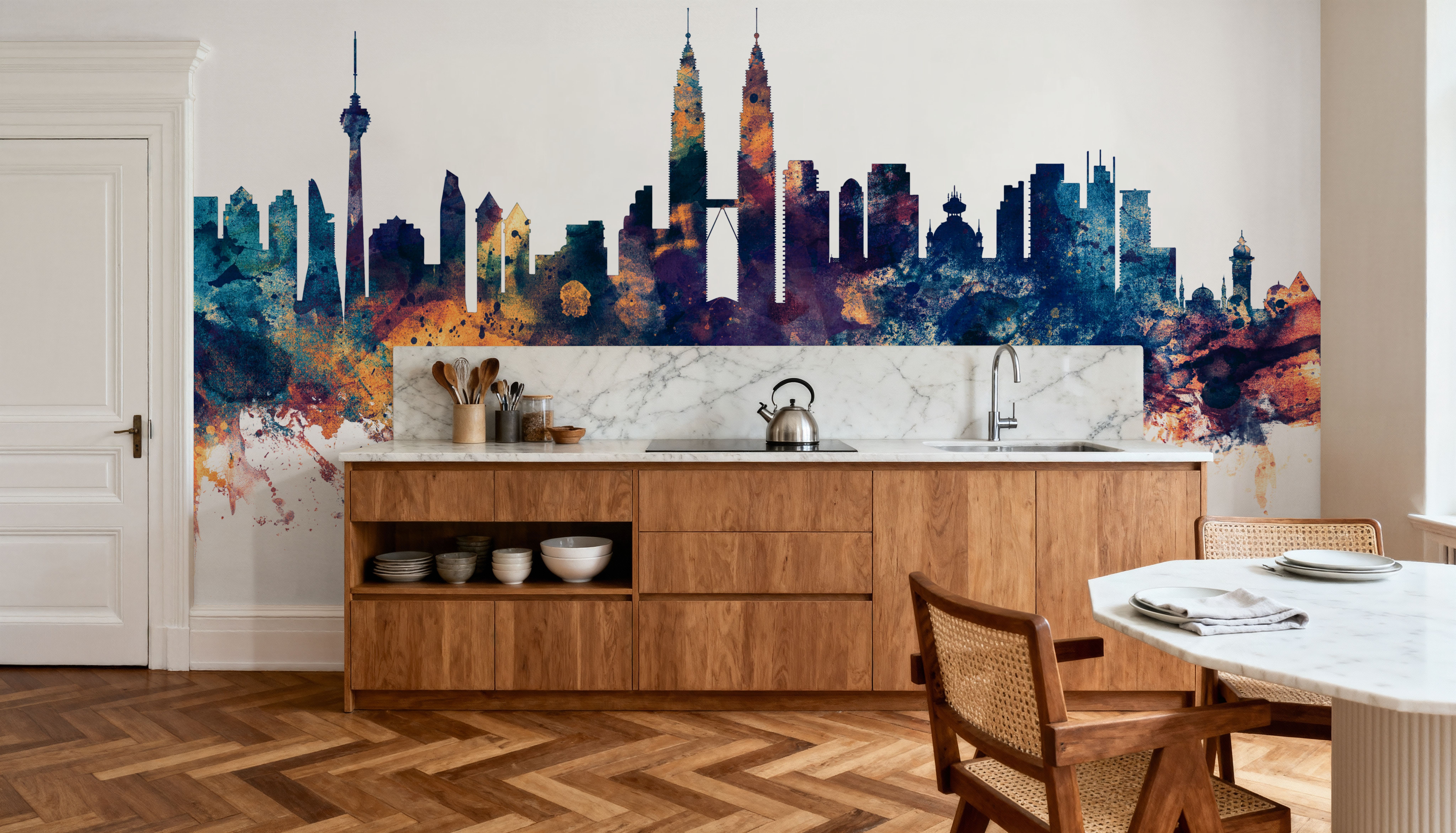 Kuala Lumpur Skyline Blue & Bronze