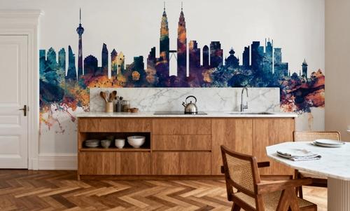 Kuala Lumpur Skyline Blue & Bronze