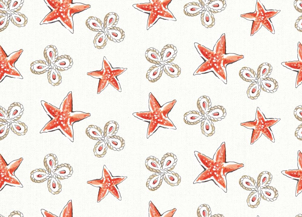 Maritime Stars Red on White