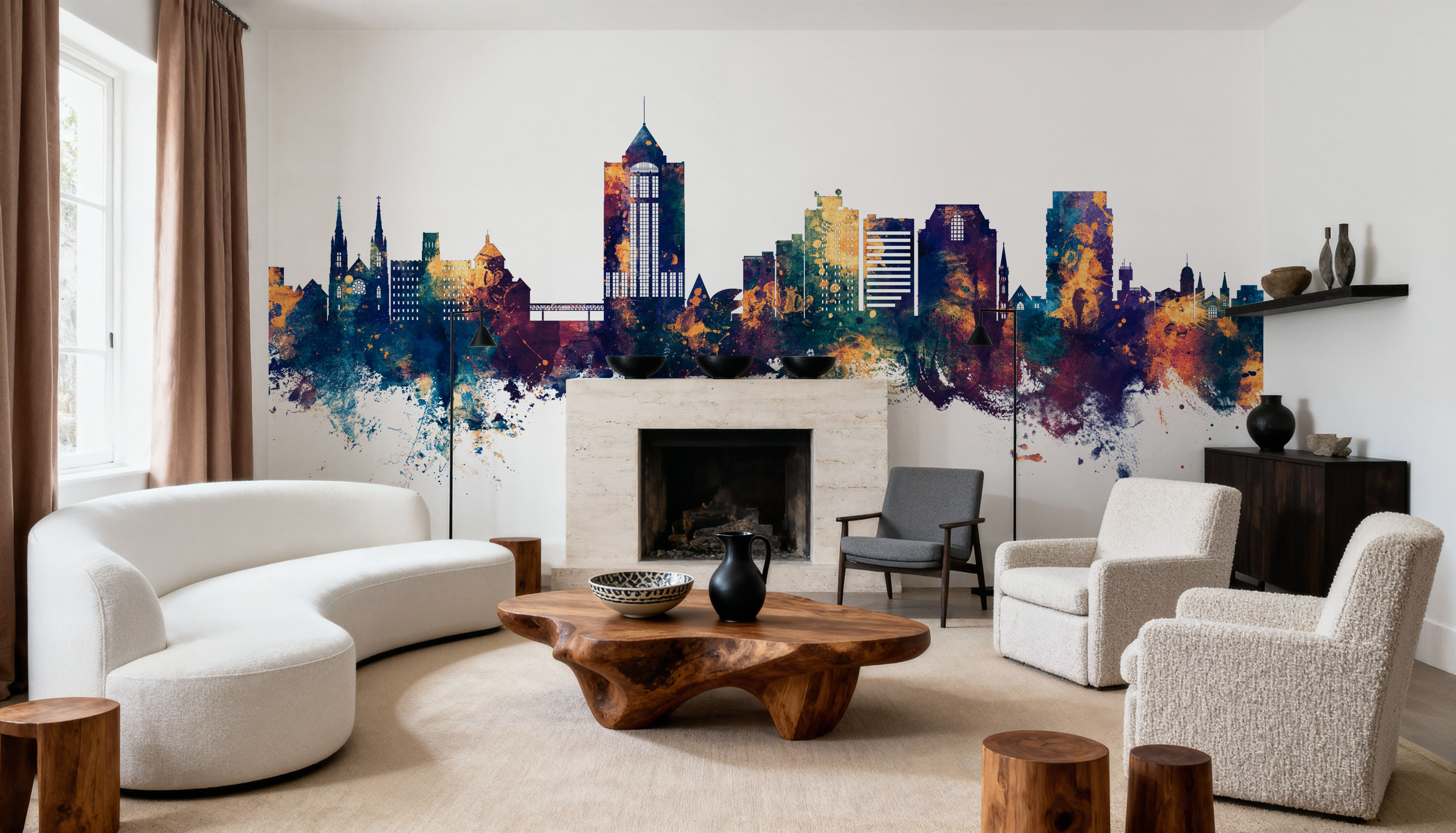 Roanoke Virginia Skyline Blue & Bronze