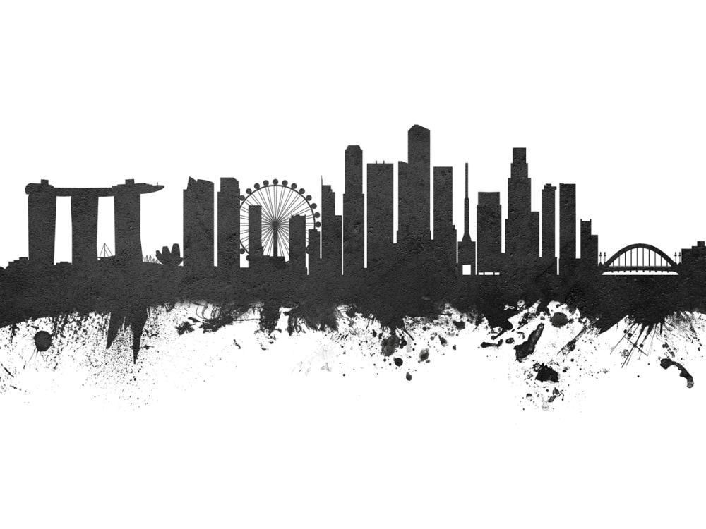 Singapore Skyline Black & White