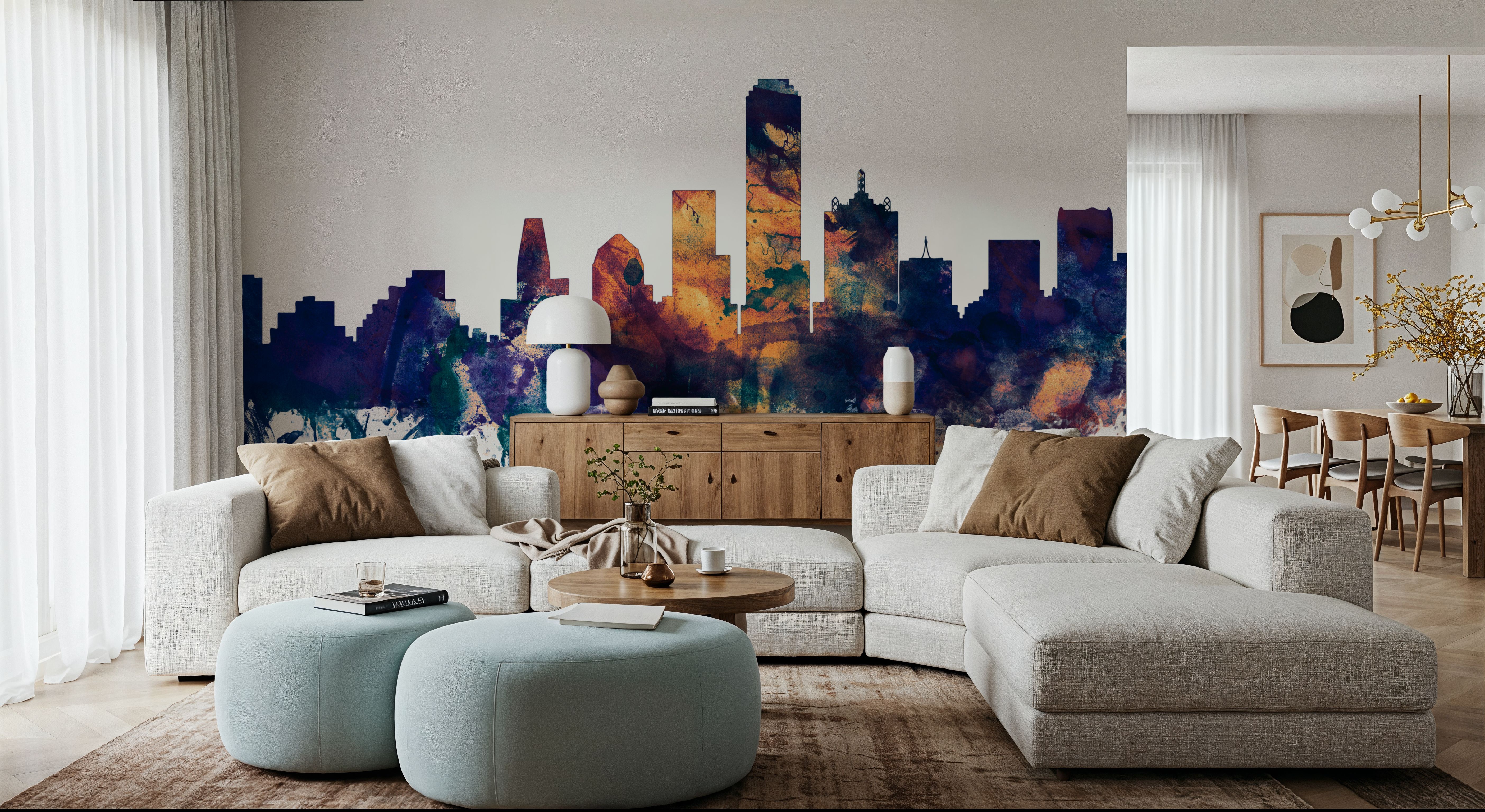 Dallas Skyline Blue & Bronze