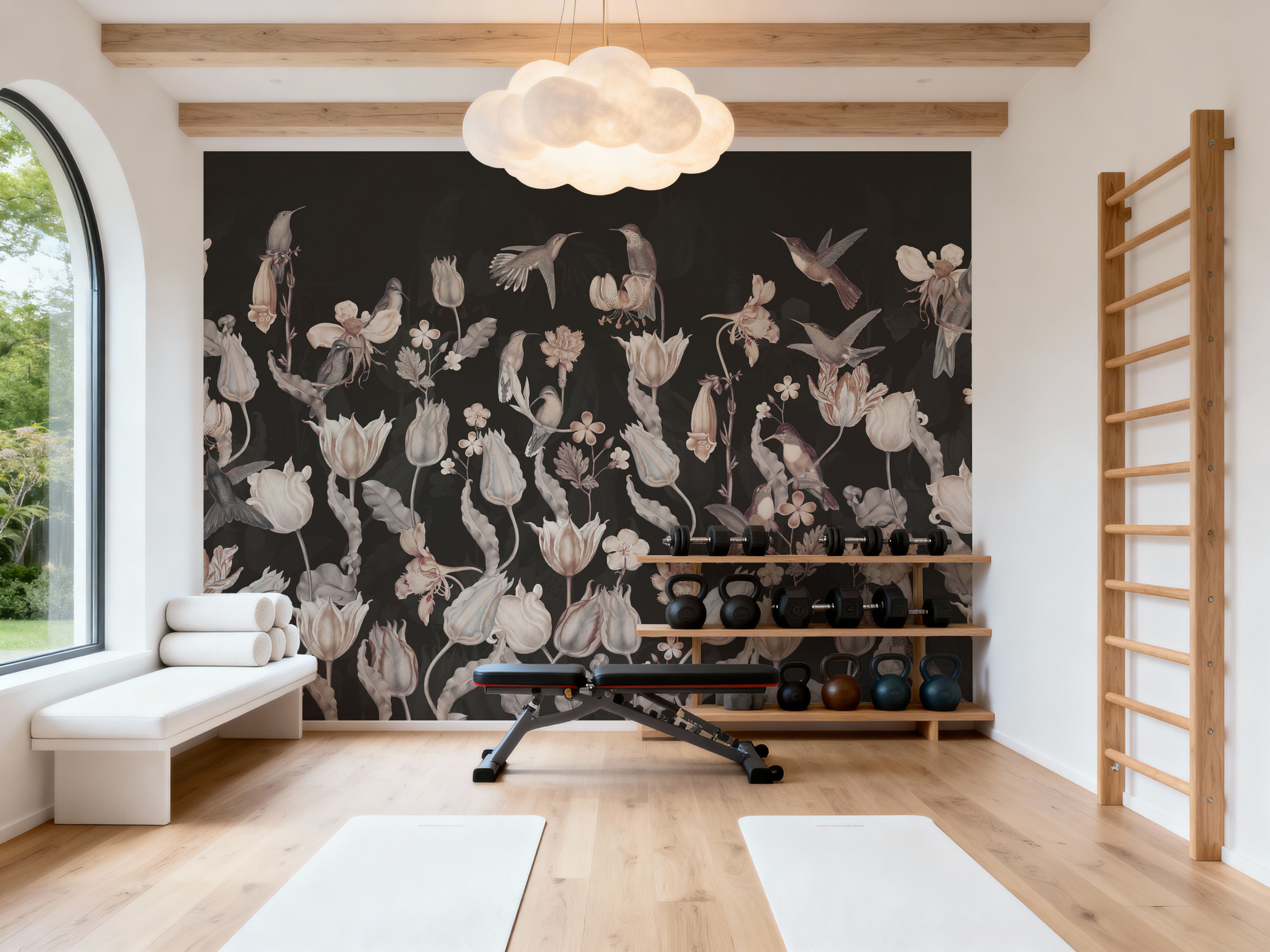 Tulips & Birds, Black