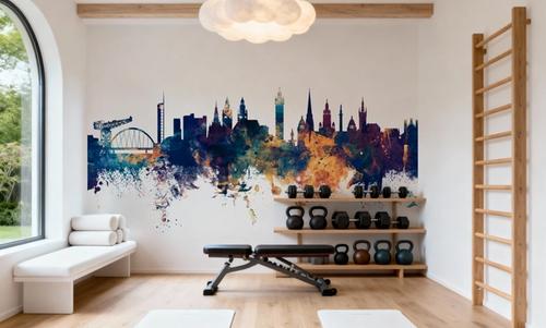 Glasgow Scotland Skyline Blue & Bronze