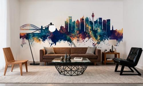 Sydney Australia Skyline Blue & Bronze