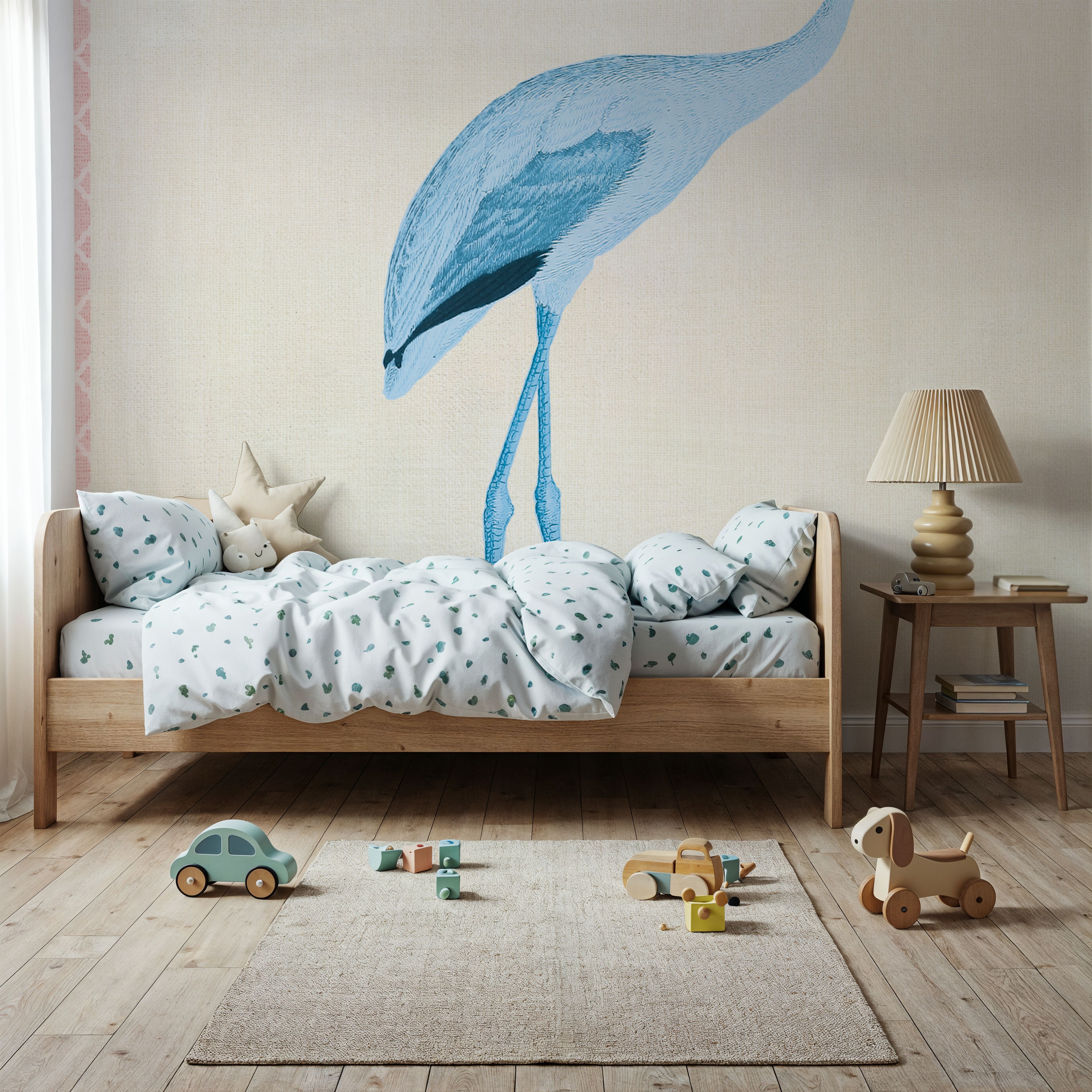 Wall Mural - Floridian I Blue - Birds Animals mural wallpaper - Kids' Room - Wallism US - Premium, Textured or Peel & Stick