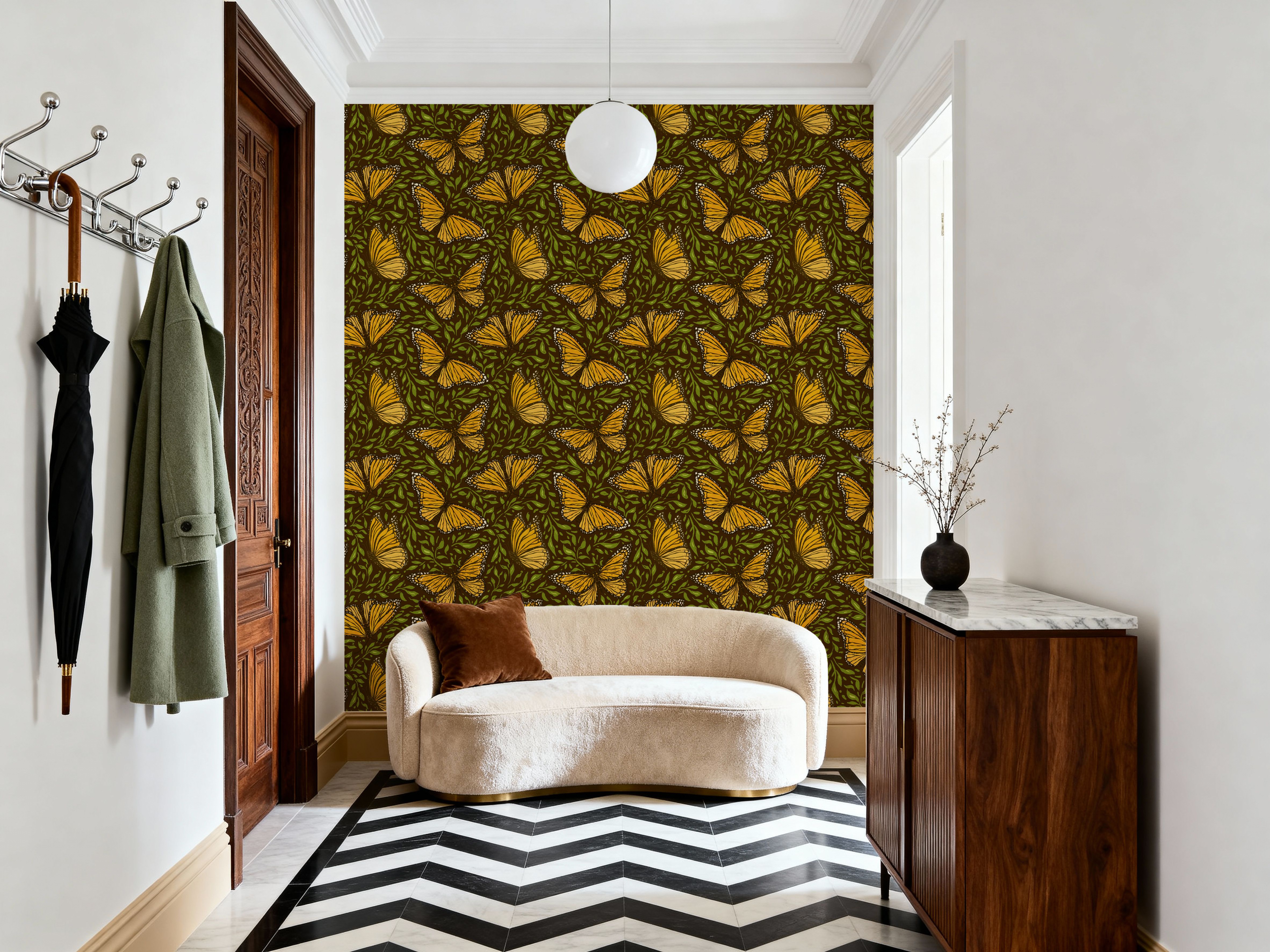 Papillion I, Chocolate & Green