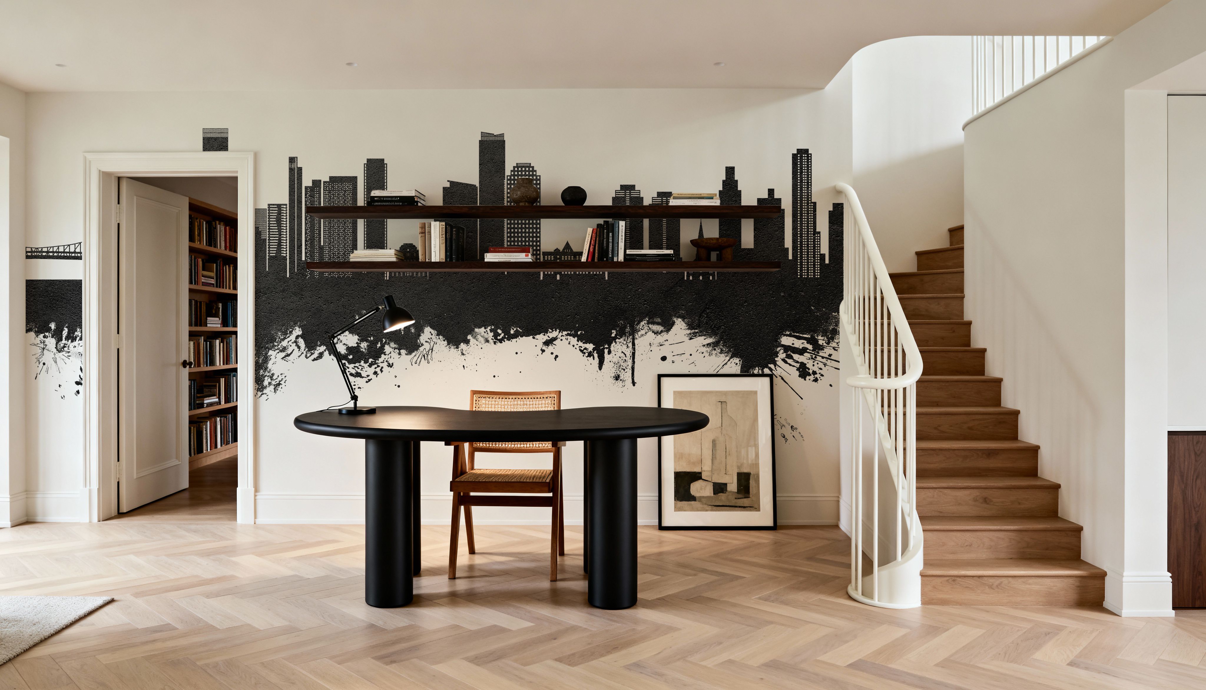 Queens New York Skyline Black & White