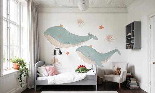 Cute Whales, Jellyfish & Stars Illustration