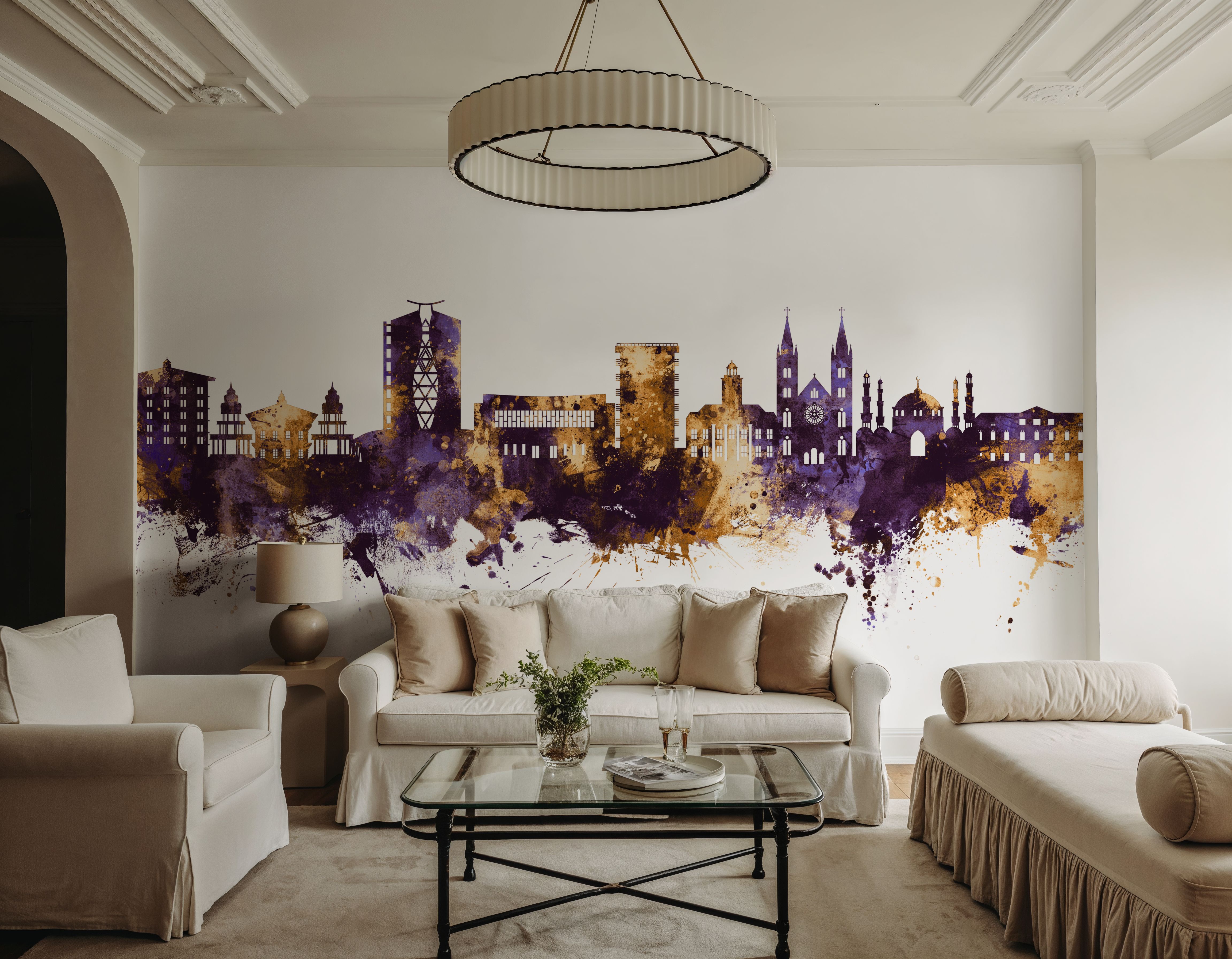 Paramaribo Suriname Skyline Purple & Gold