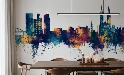 Zagreb Croatia Skyline Blue & Bronze