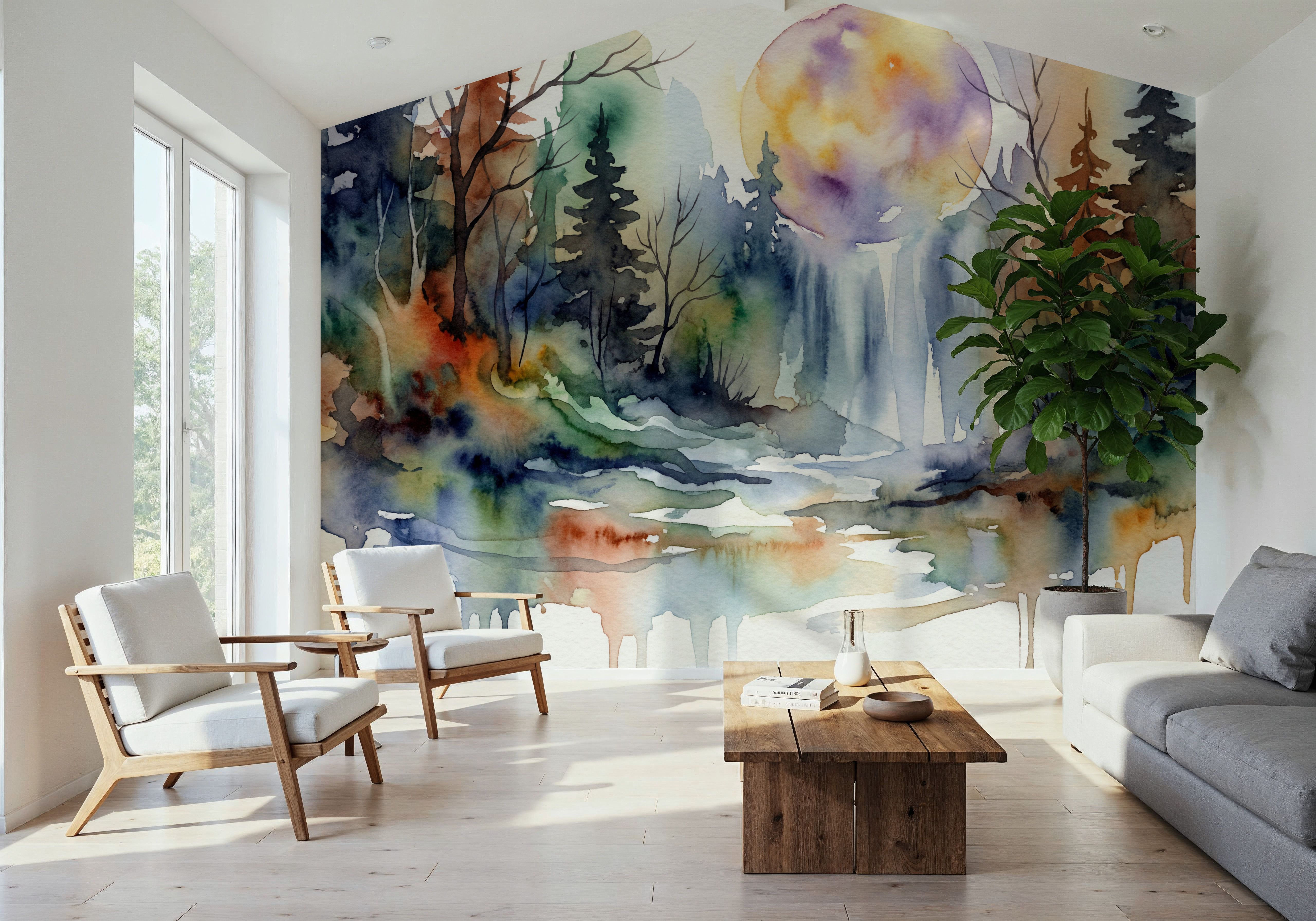 Forest Grove II - Watercolor Landscape Series, Tapete