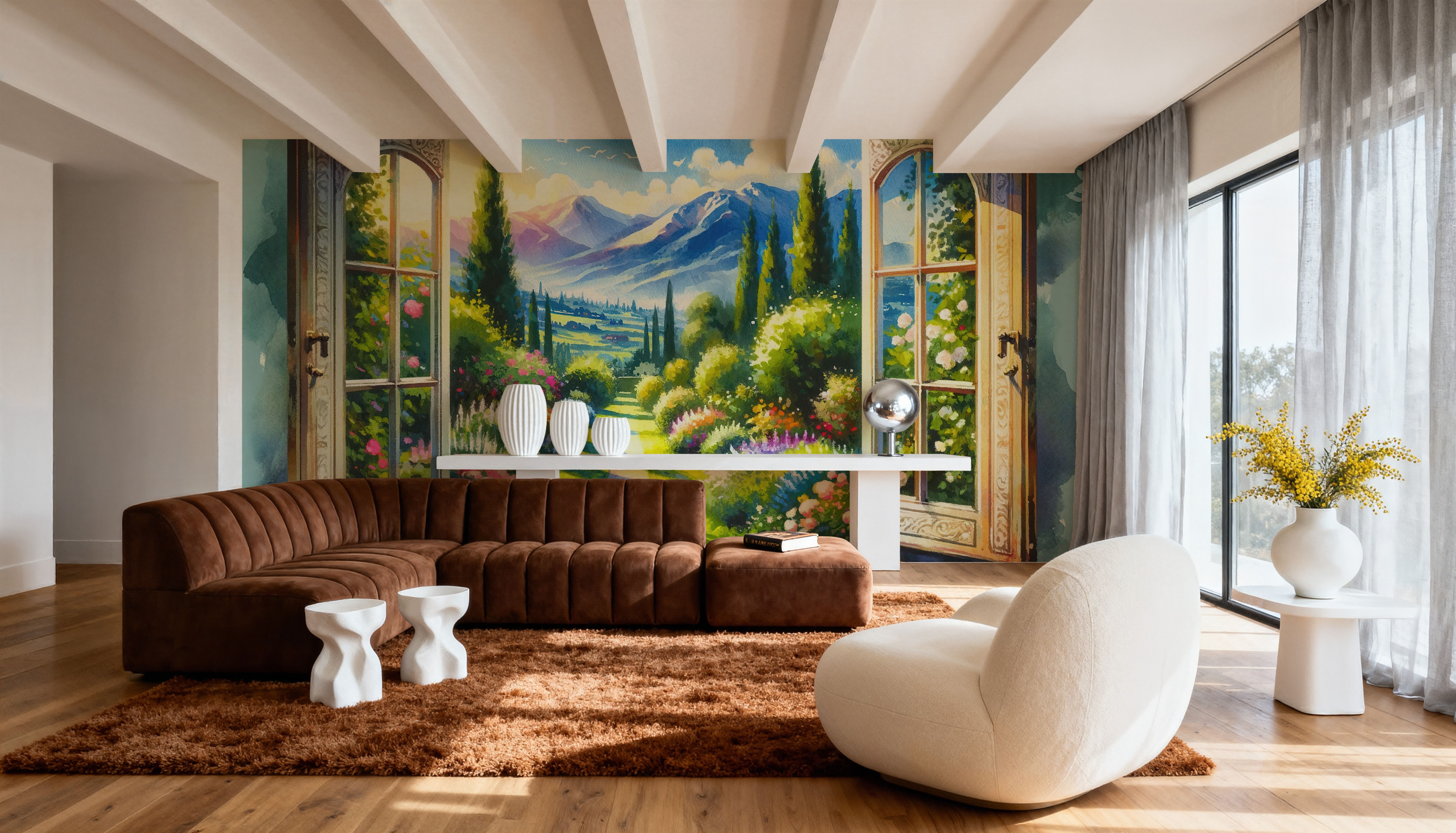 Mountain View through Open Window