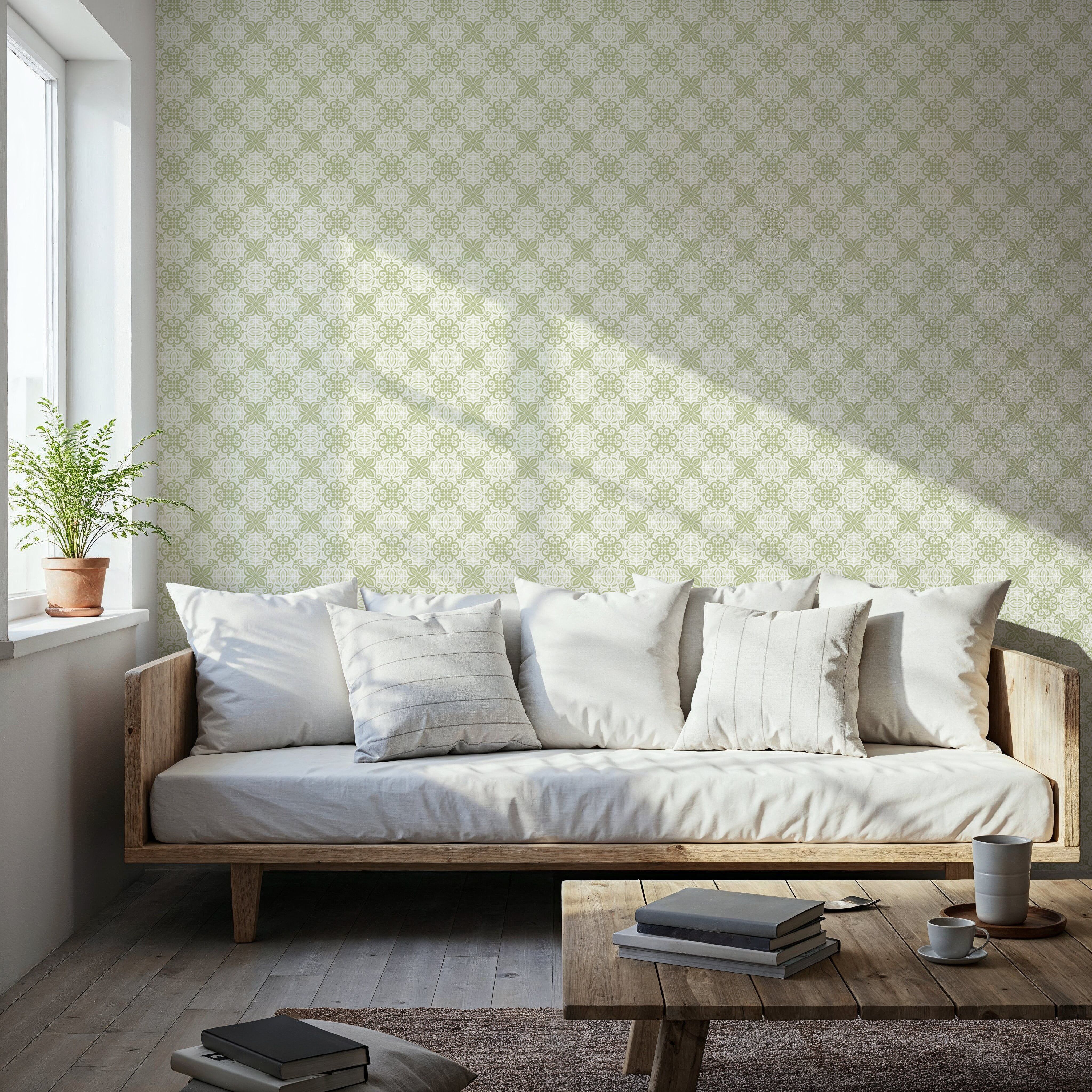 Italian Tiles, Pistachio, Papel de parede