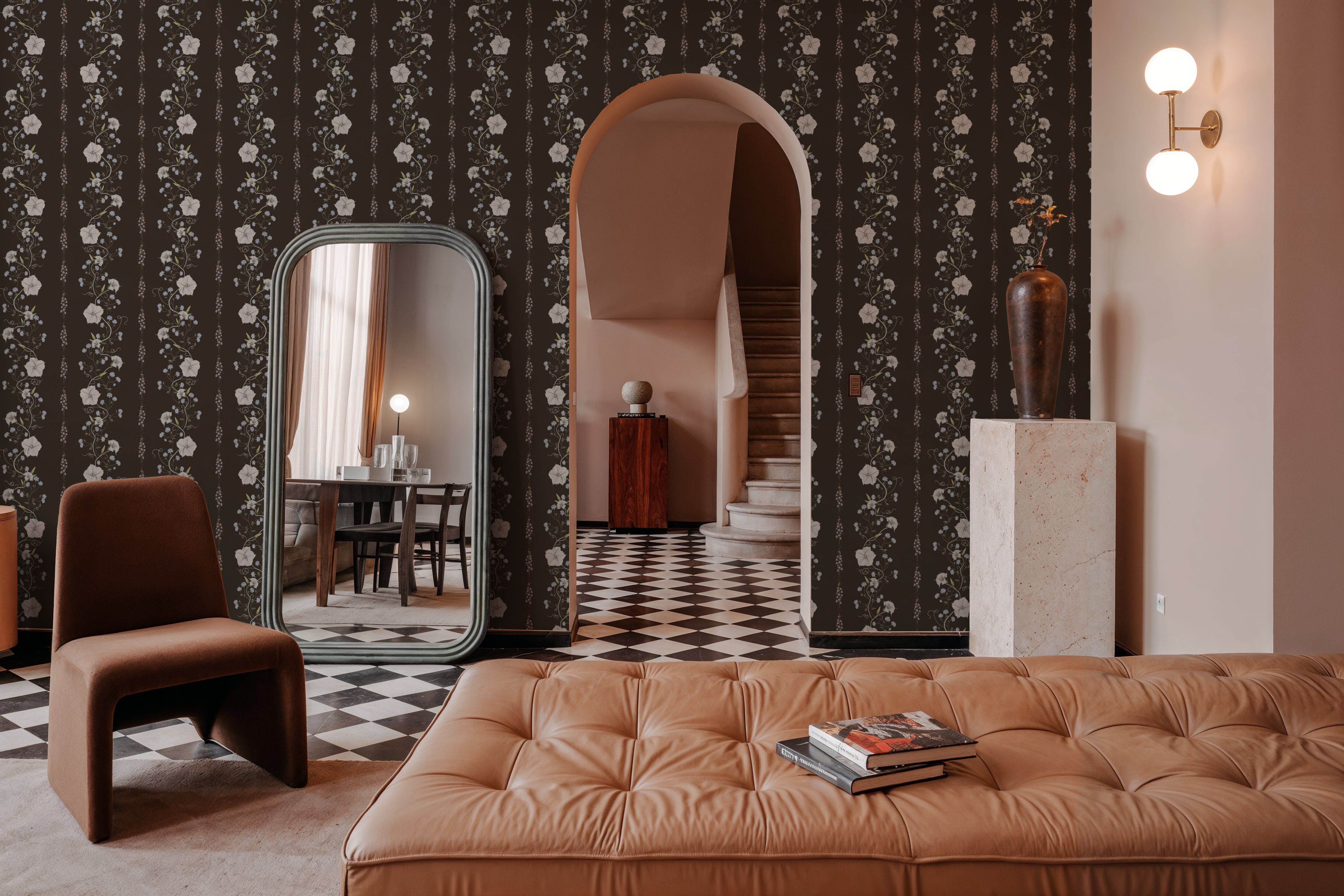 Trailing Flower Stripe, Walnut