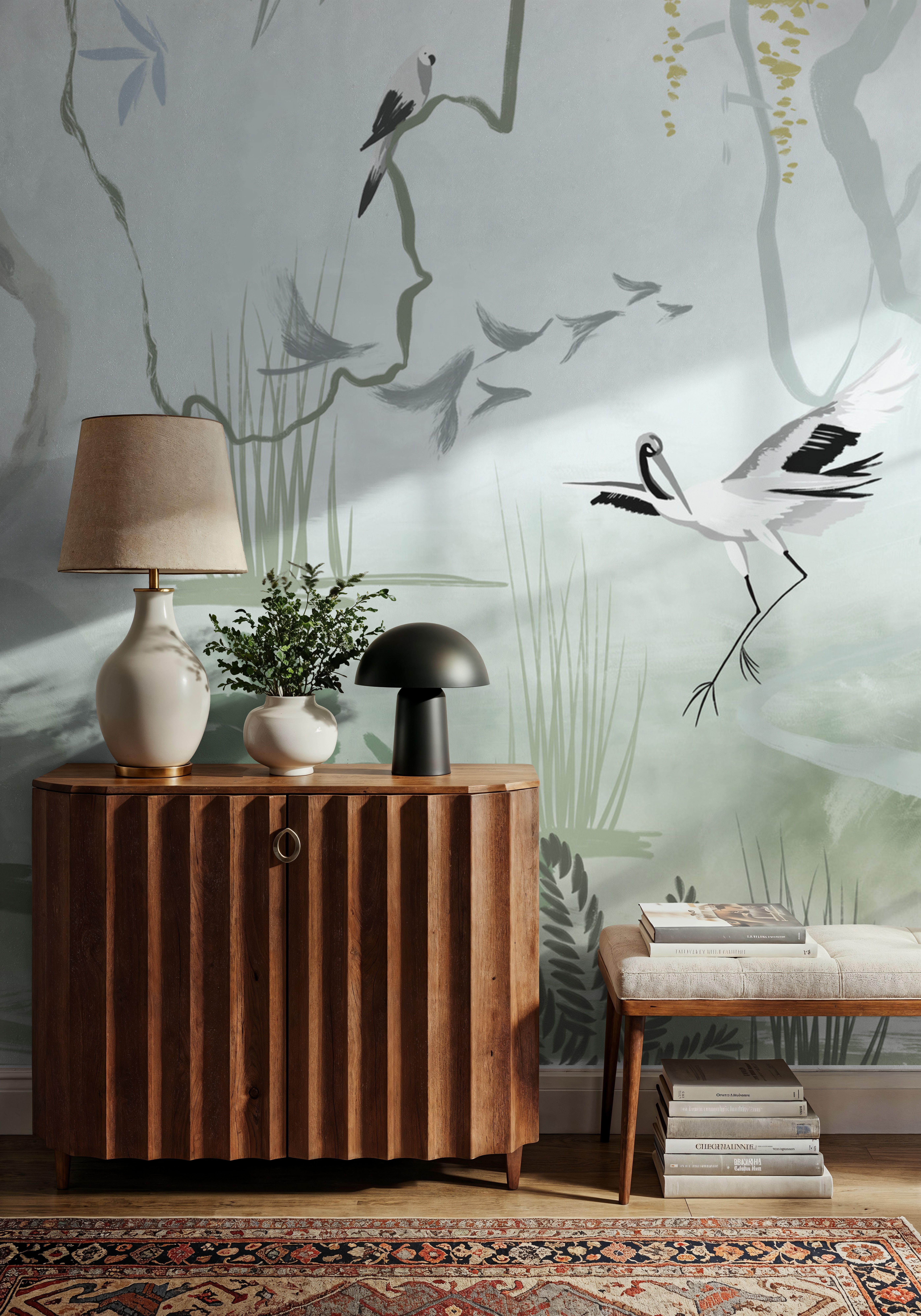 Painted Herons Scenery, Green
