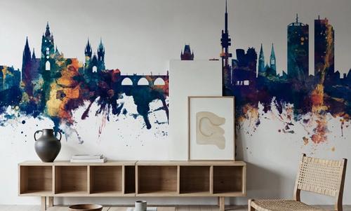 Prague (Praha) Czech Republic Skyline Blue & Bronze