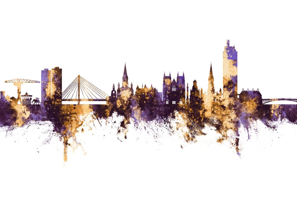 Nantes France Skyline Purple & Gold