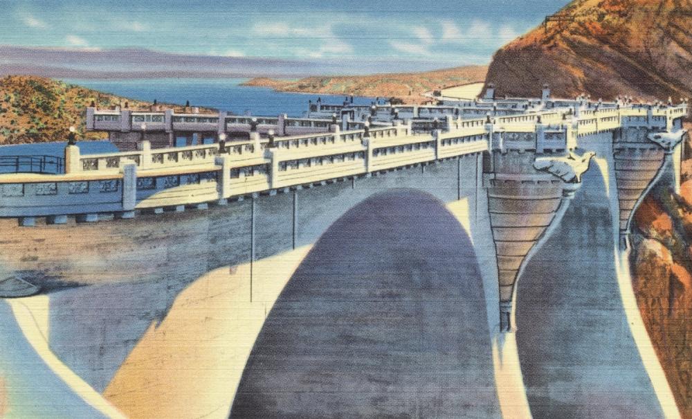 Greetings from teh Dam - Screenprint Postcard