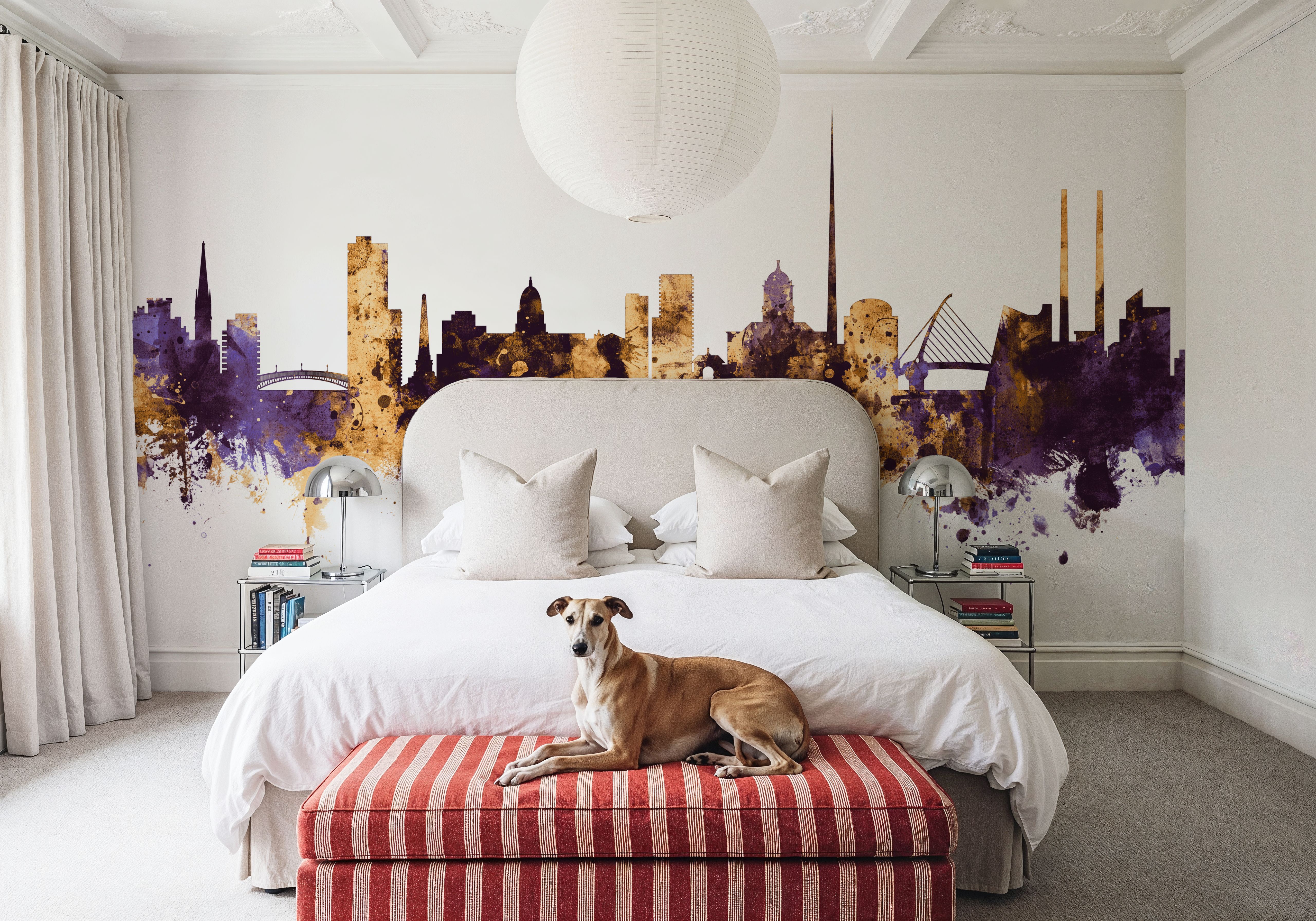 Dublin Ireland Skyline Purple & Gold