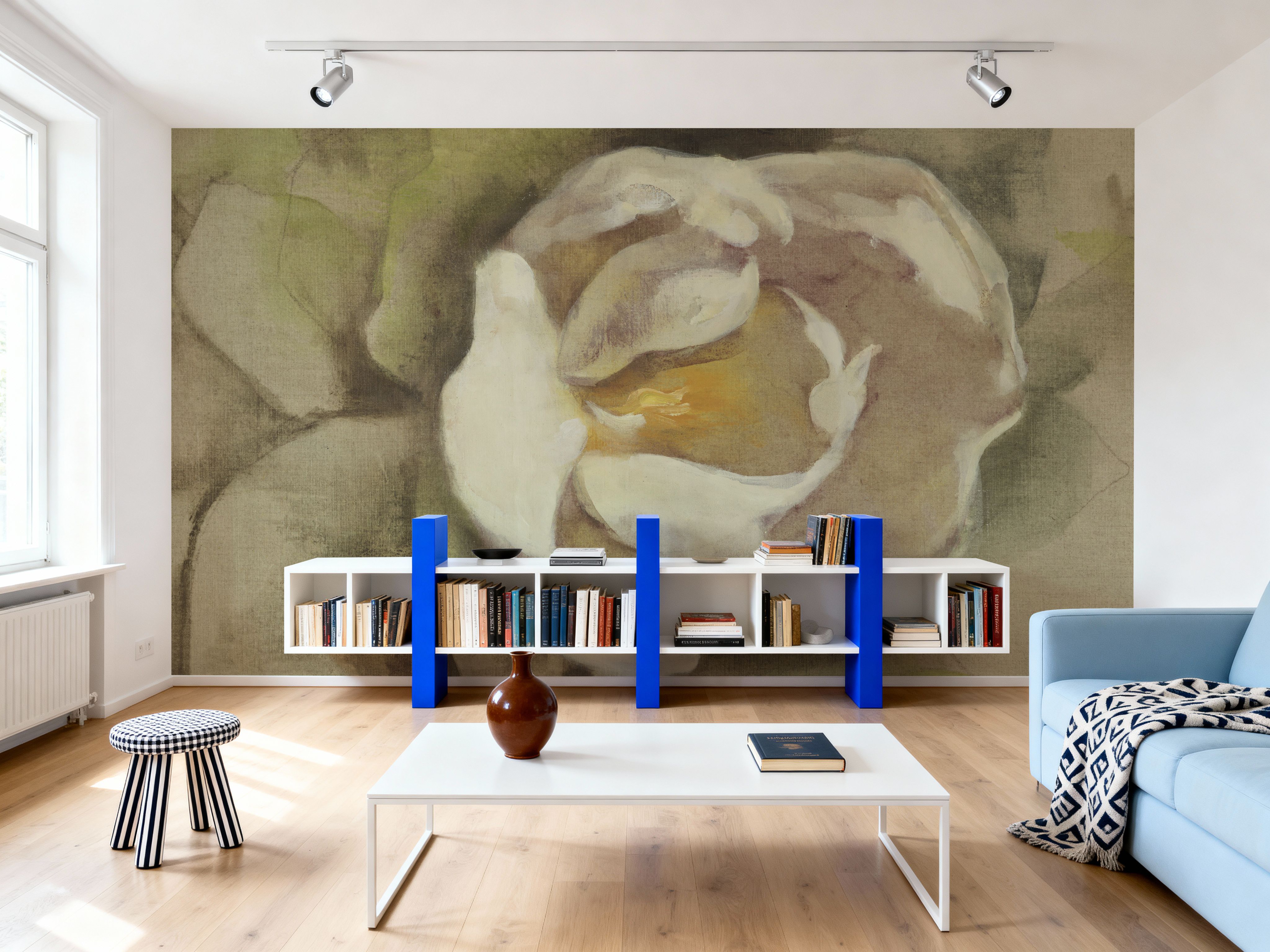 White Blossom on Canvas, Wallpaper